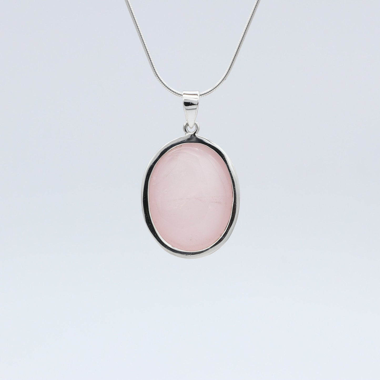 Buy Rose Quartz pendant pink gemstone sterling silver jewelry online, ethically sourced at Mystic Earth Gems