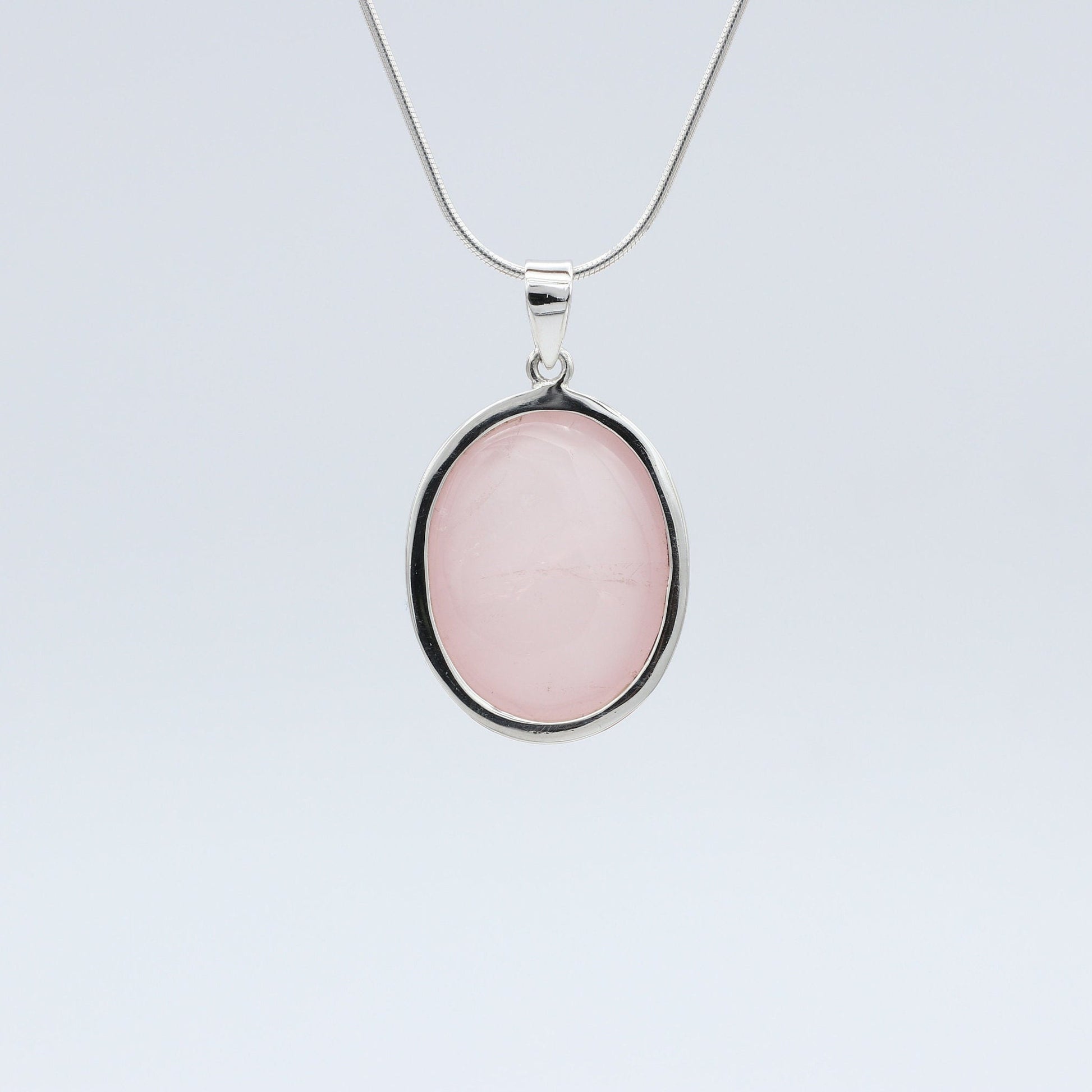 Buy Rose Quartz pendant pink gemstone sterling silver jewelry online, ethically sourced at Mystic Earth Gems