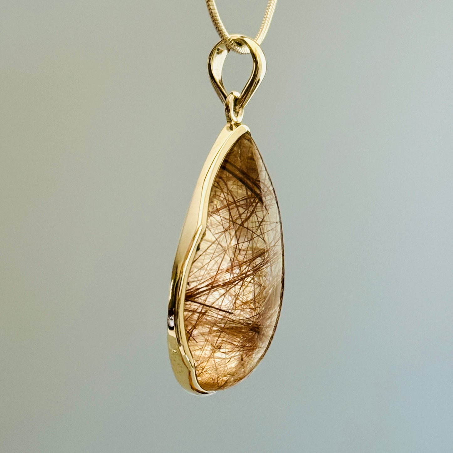 Golden Rutilated Quartz Crystal Pendant
