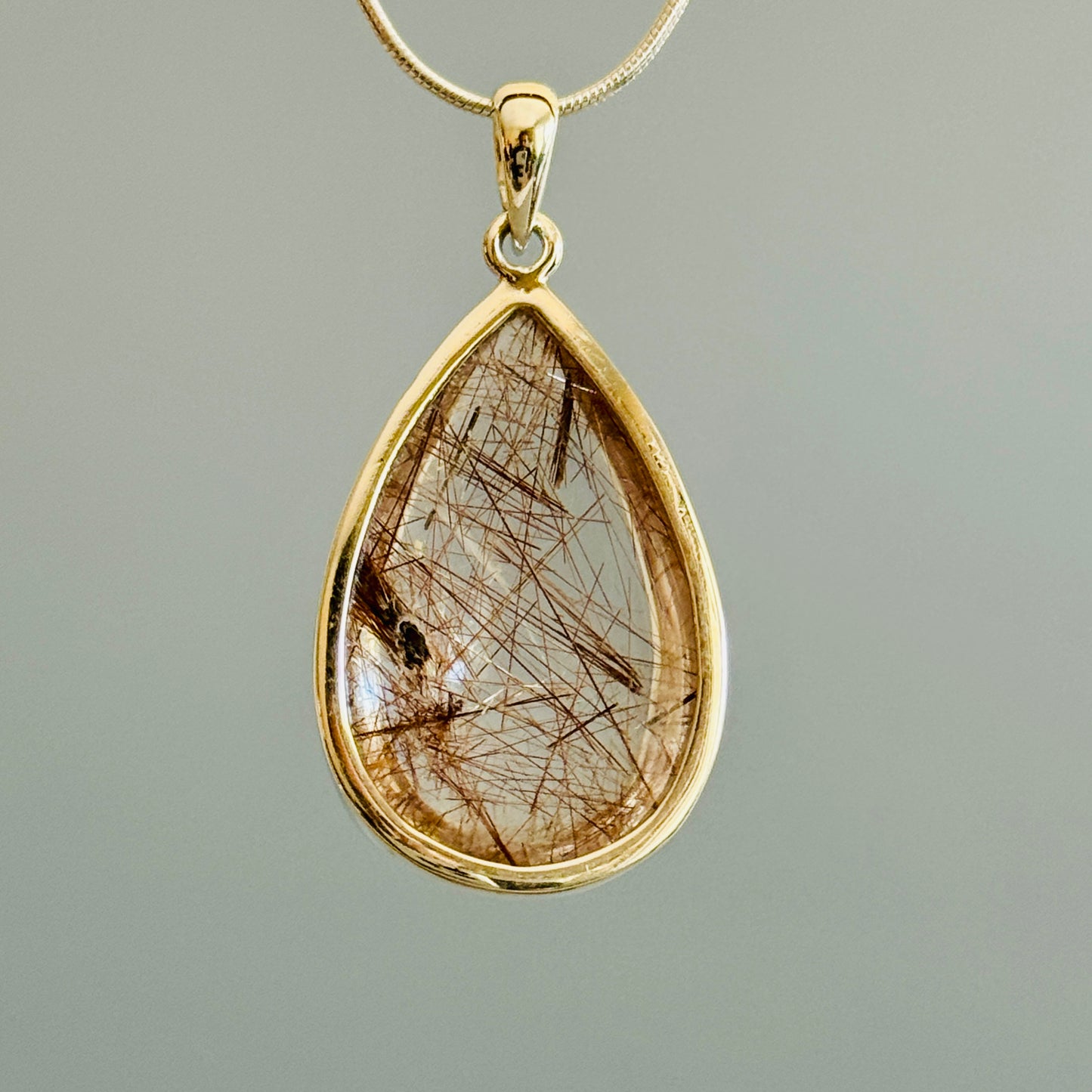 Golden Rutilated Quartz Crystal Pendant