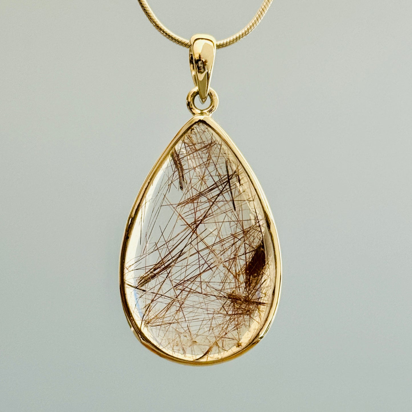 Golden Rutilated Quartz Crystal Pendant