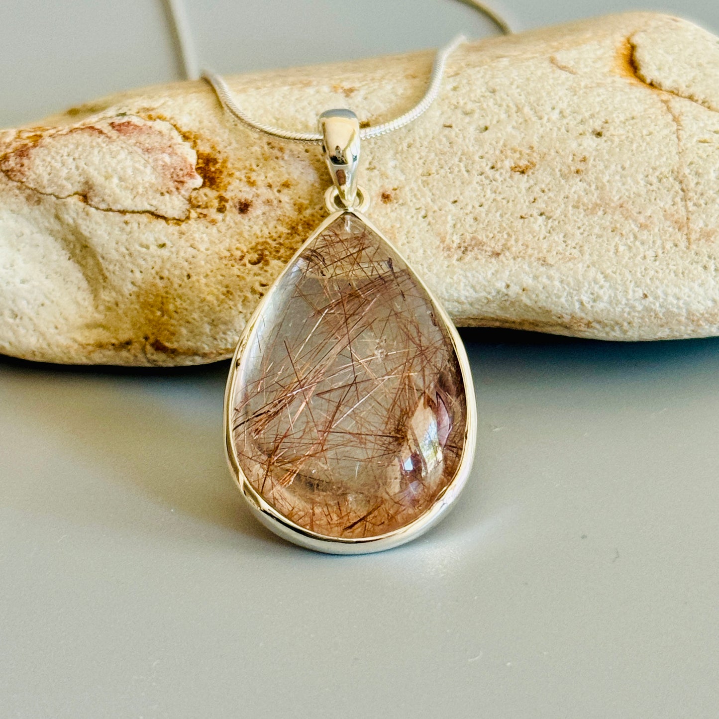 Golden Rutilated Quartz Crystal Pendant