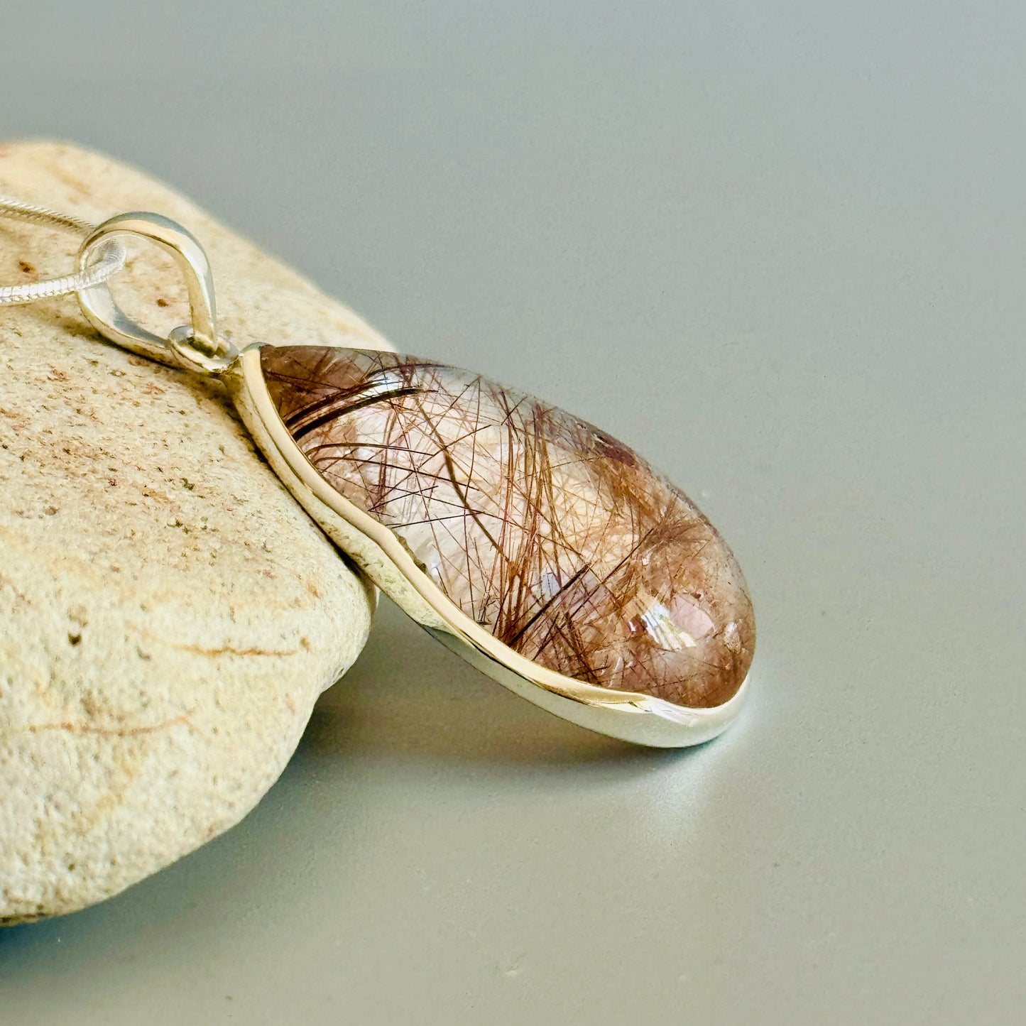 Golden Rutilated Quartz Crystal Pendant