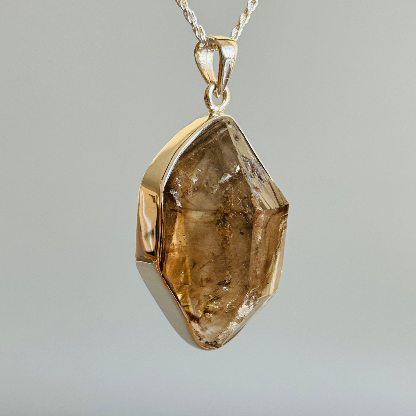 Elestial Smokey Quartz Raw Uncut Unpolished Pendant