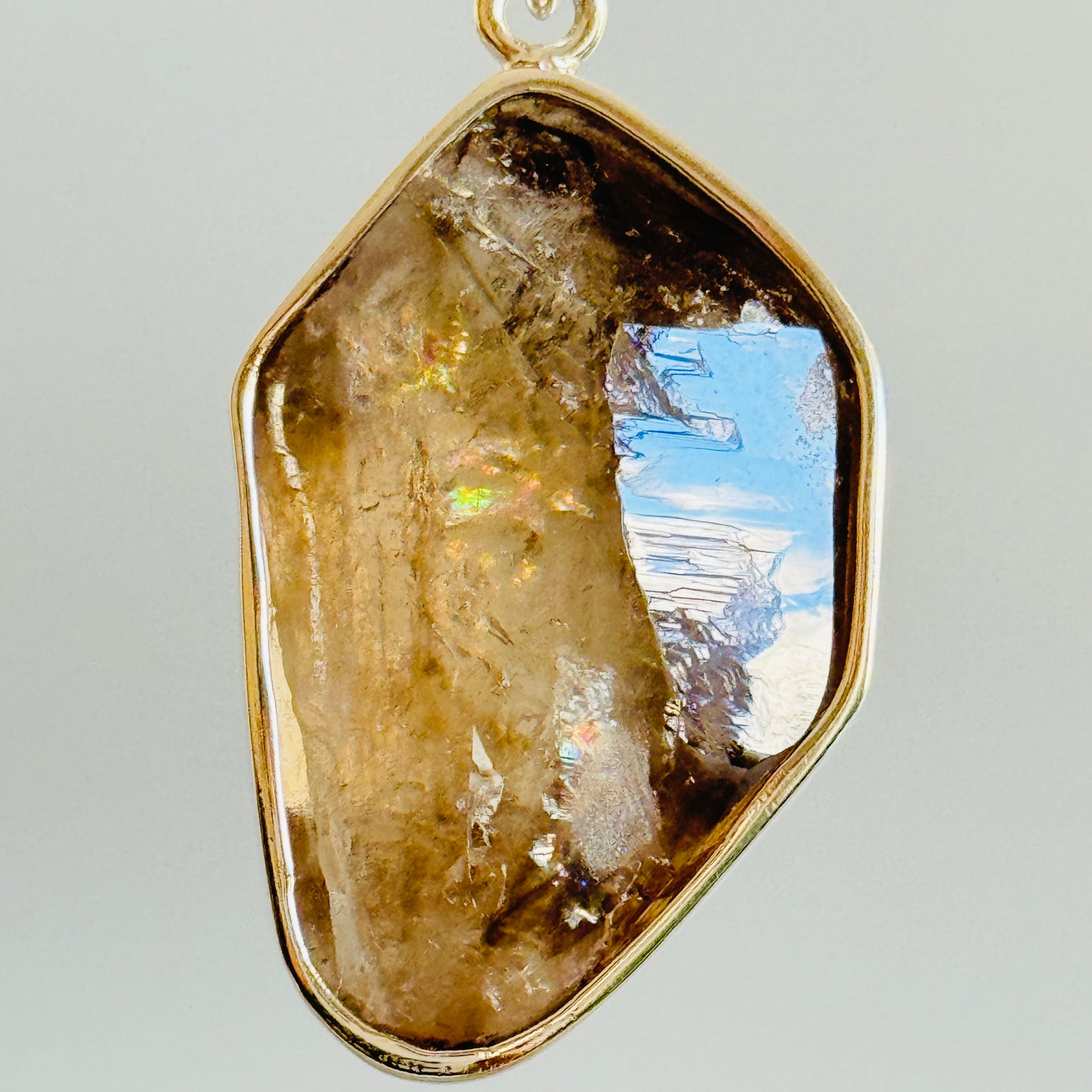 Elestial Smokey Quartz Raw Uncut Unpolished Pendant