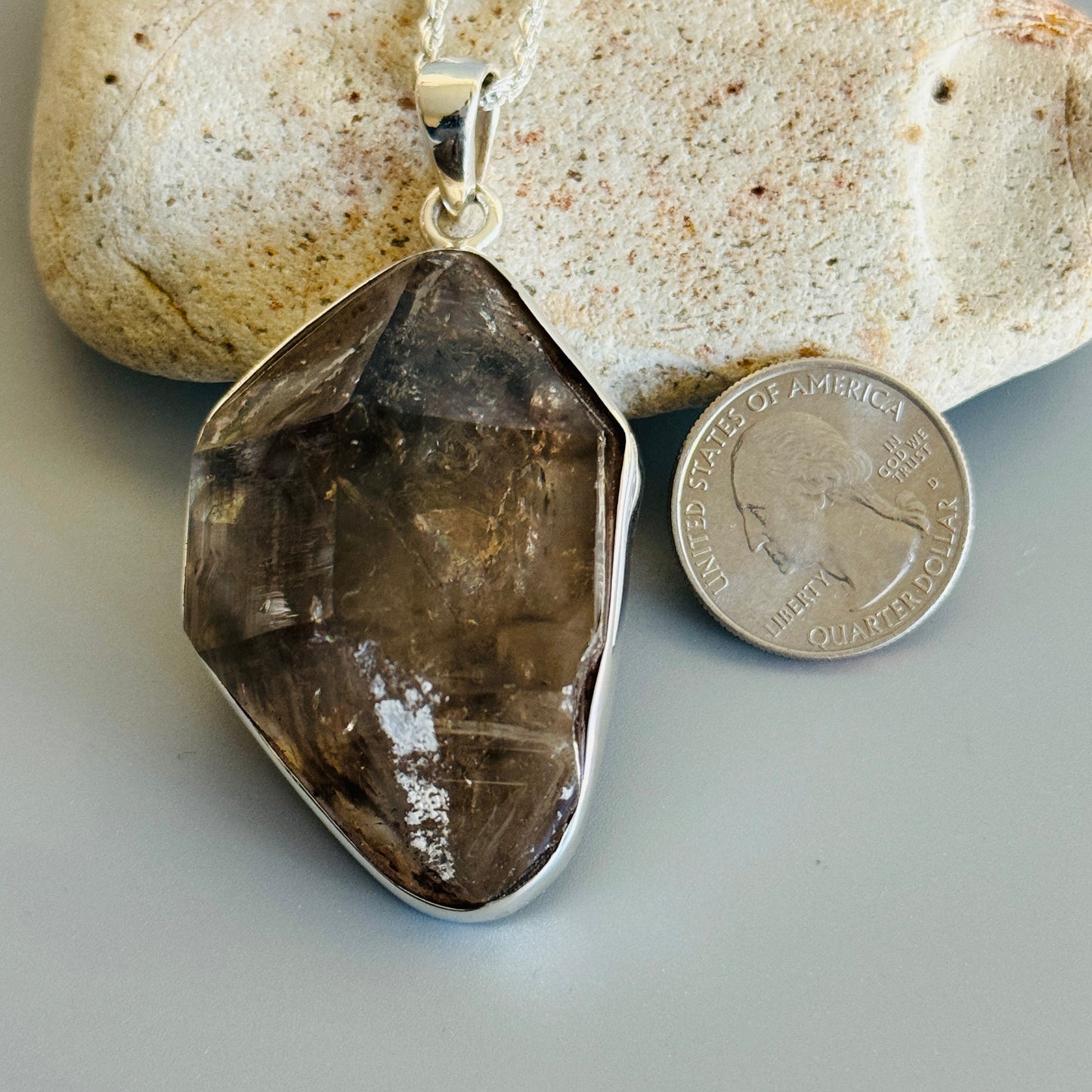 Elestial Smokey Quartz Raw Uncut Unpolished Pendant