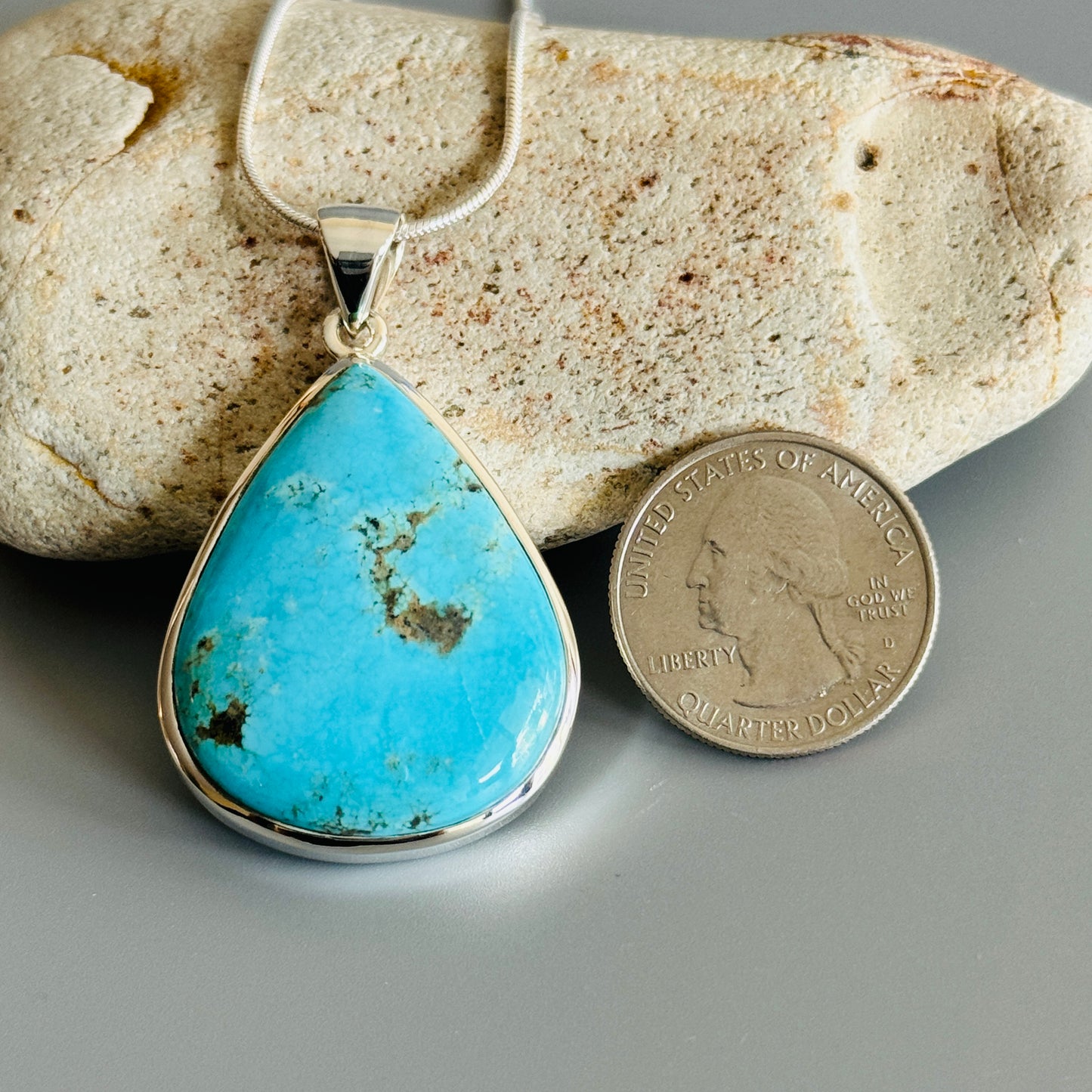 Turquoise Pendant 925 Sterling Silver Pendant Turquoise