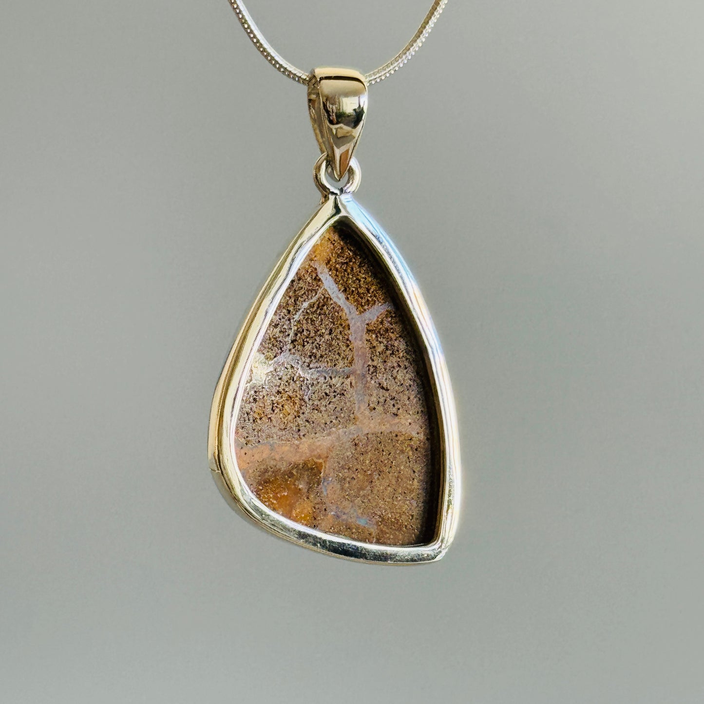 Boulder Opal Pendant Cabochon 925 Sterling Silver