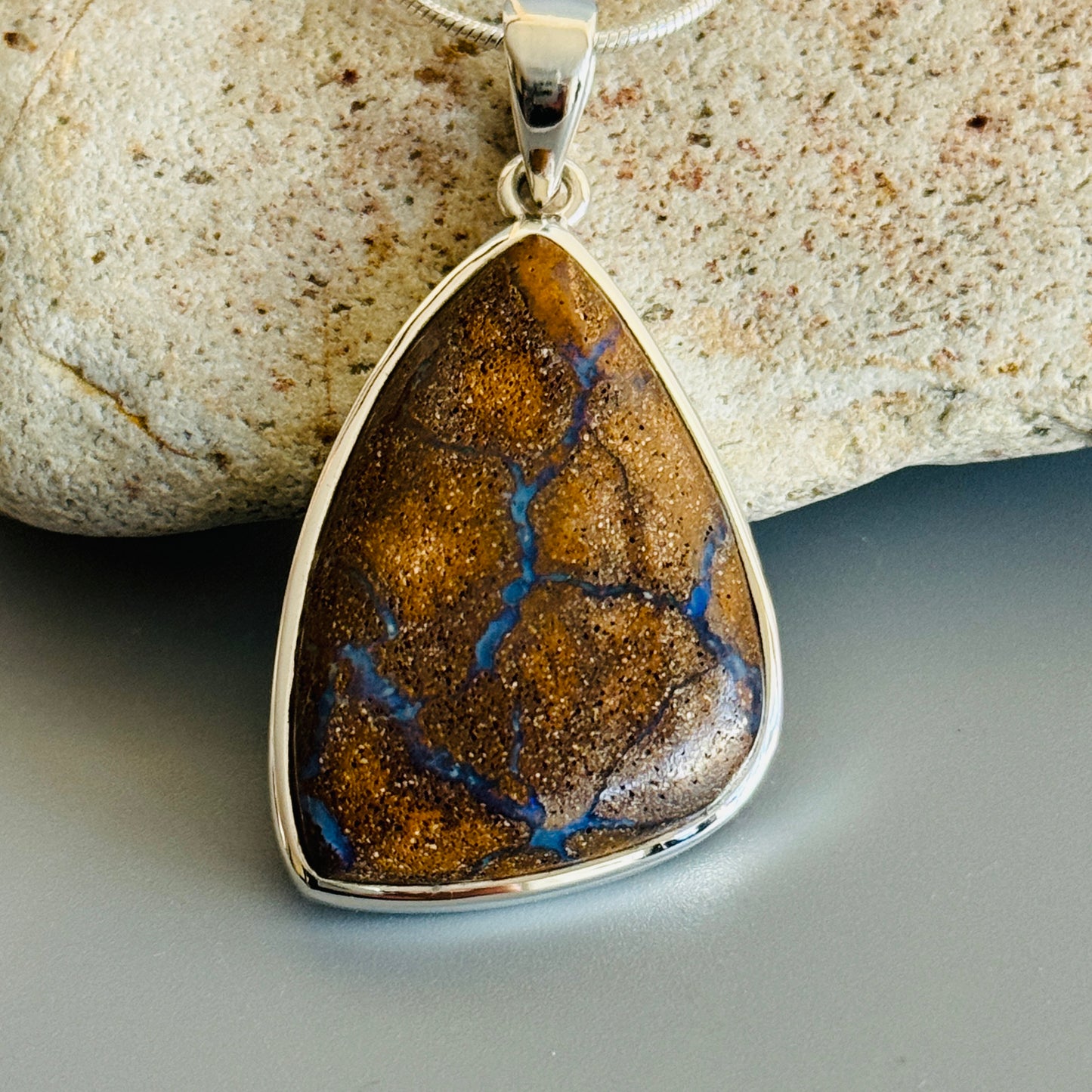 Boulder Opal Pendant Cabochon 925 Sterling Silver