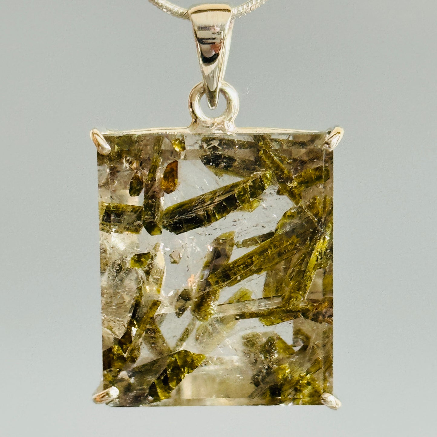 Epidote in Quartz Pendant
