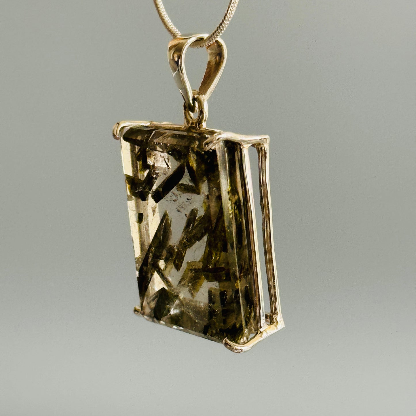 Epidote in Quartz Pendant