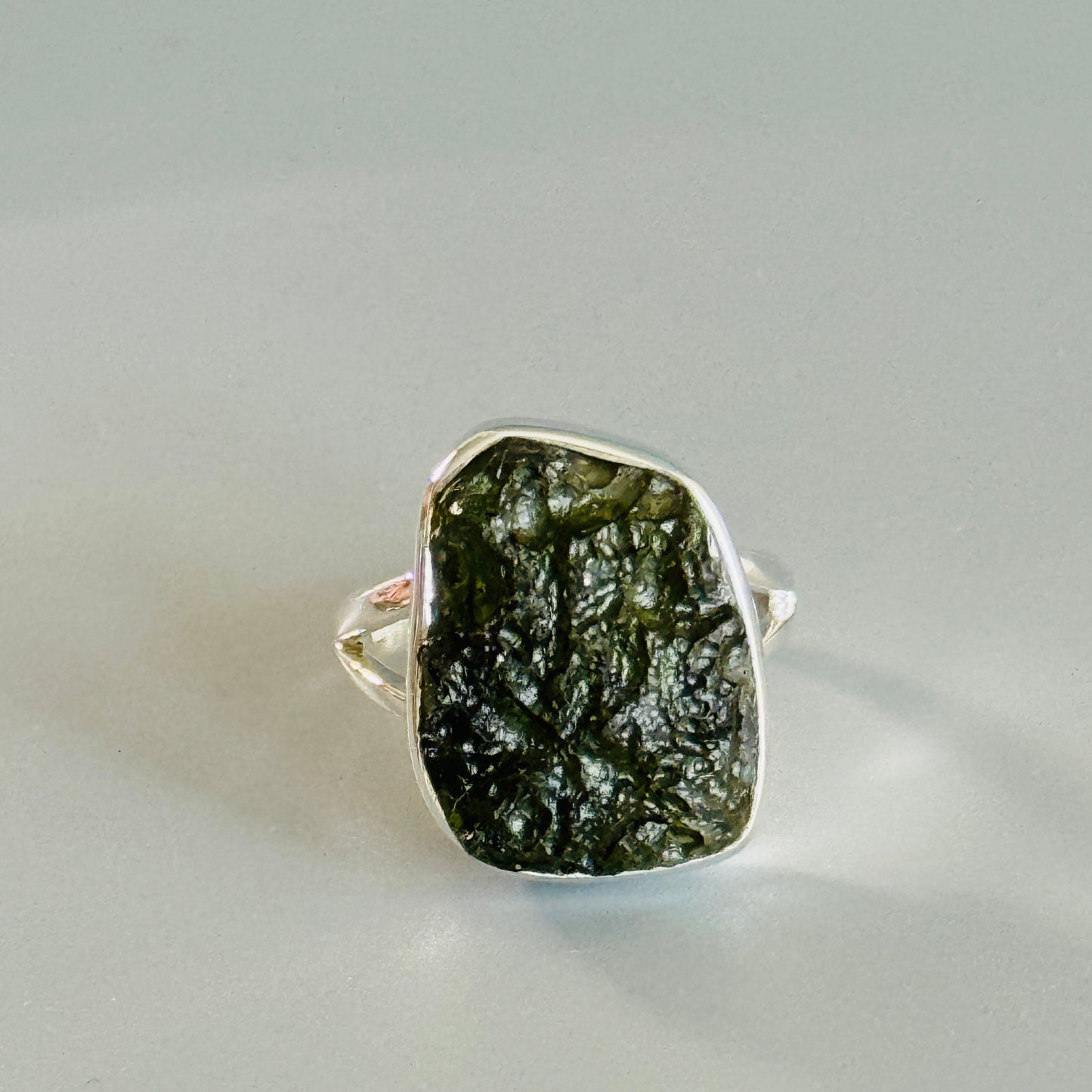 Moldavite Raw Ring