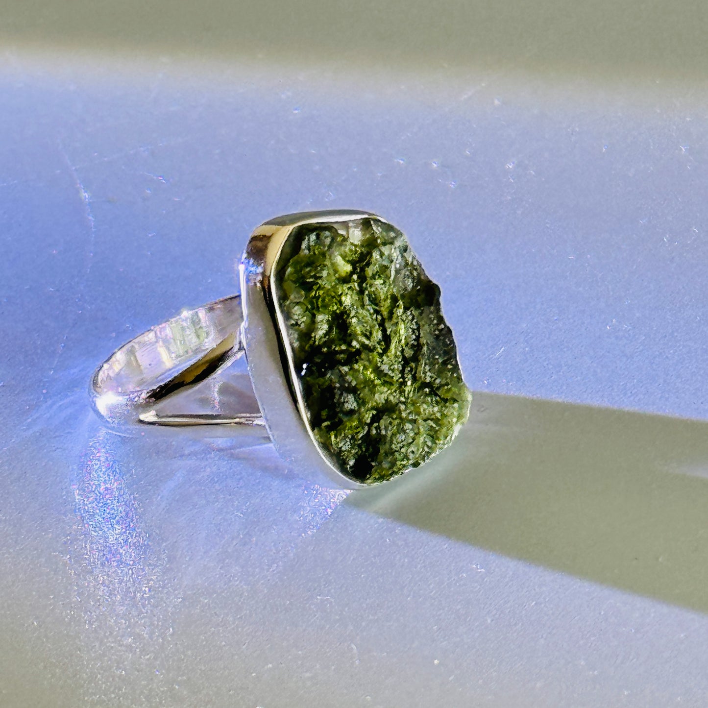 Moldavite Raw Ring
