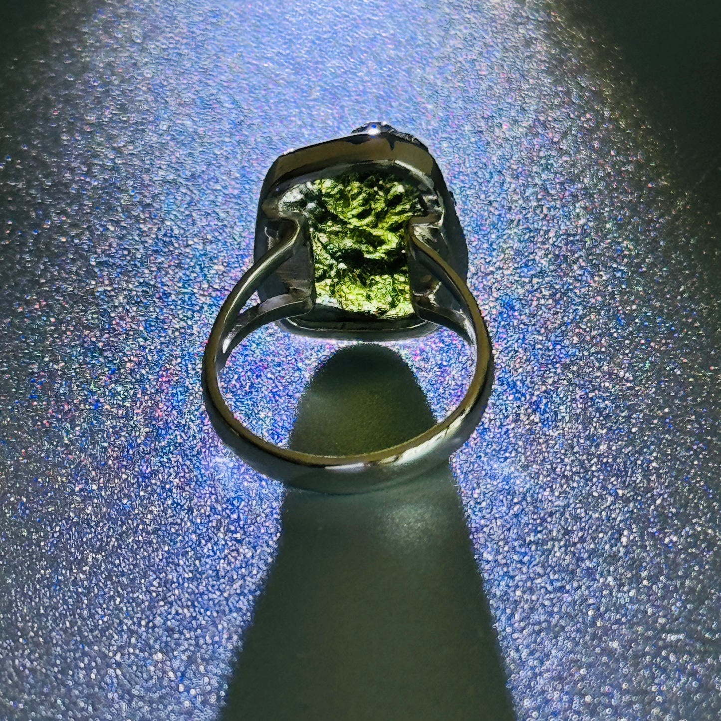 Moldavite Raw Ring