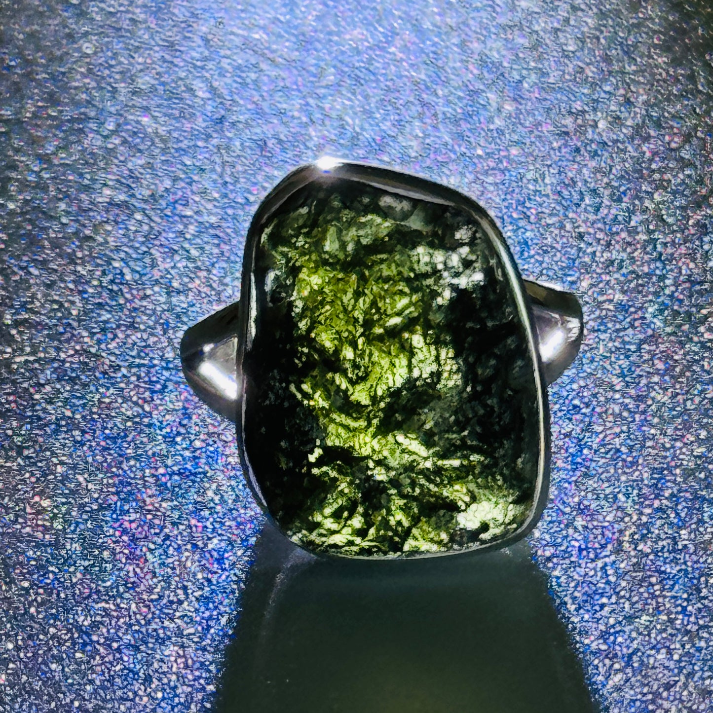 Moldavite Raw Ring