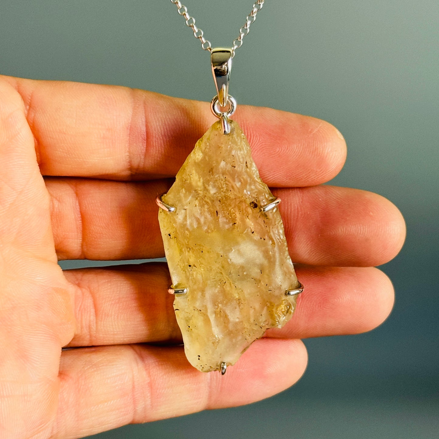 Rare Natural Libyan Desert Glass Pendant Large