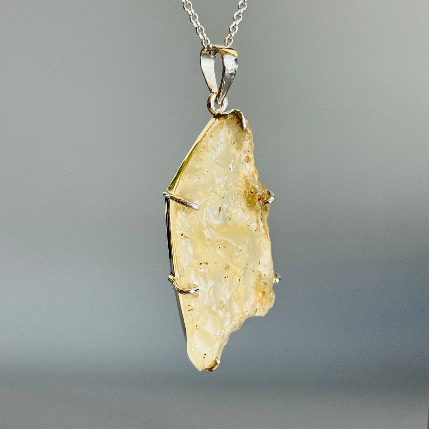 Rare Natural Libyan Desert Glass Pendant Large