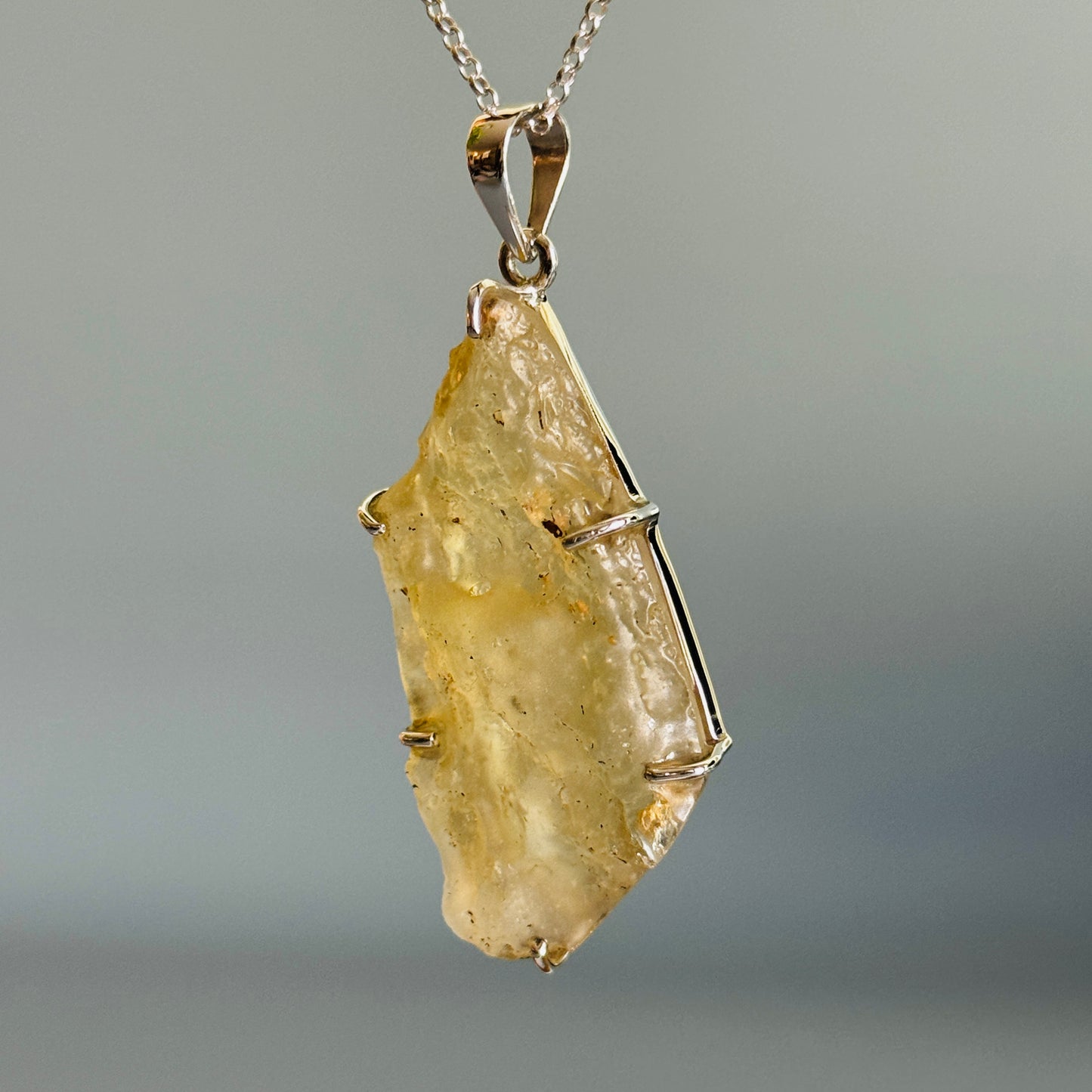 Rare Natural Libyan Desert Glass Pendant Large
