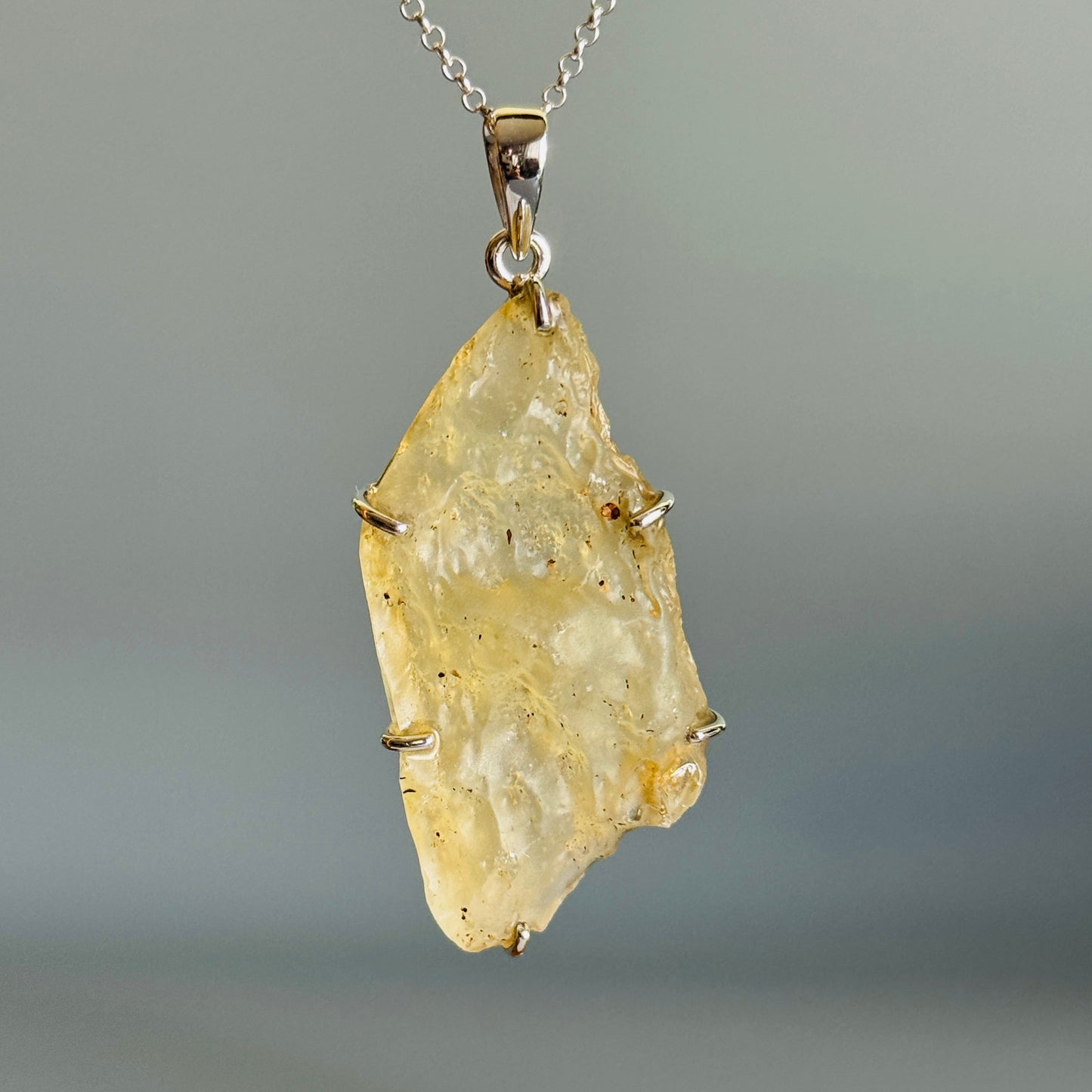 Rare Natural Libyan Desert Glass Pendant Large