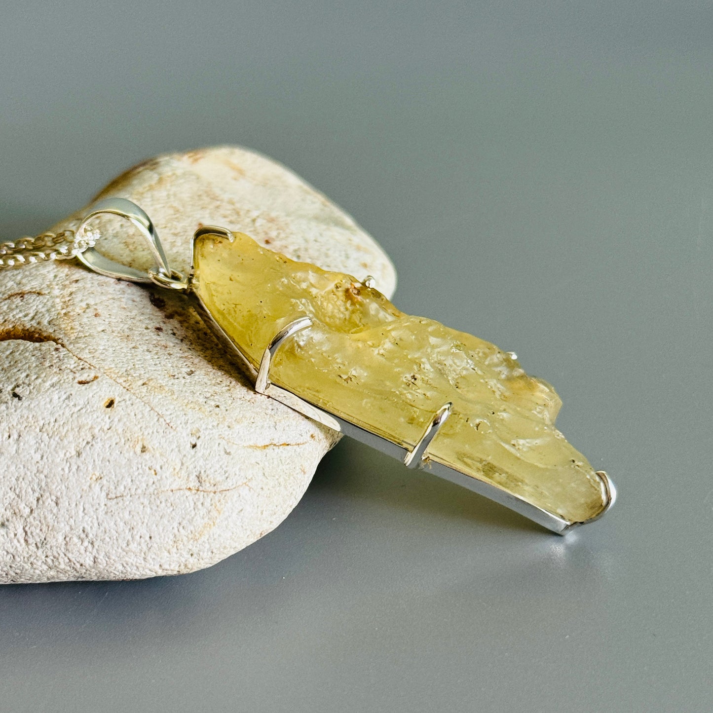 Rare Natural Libyan Desert Glass Pendant Large