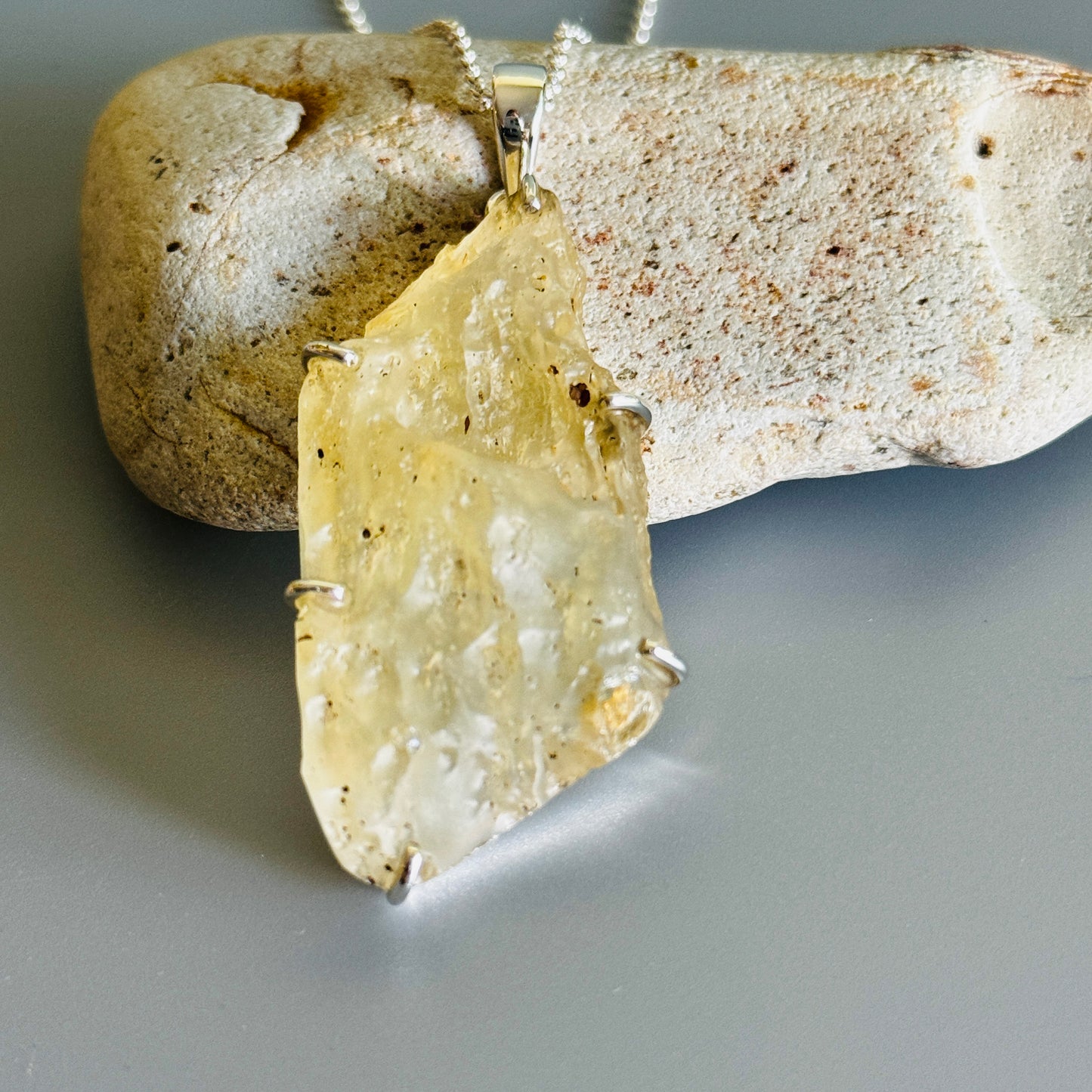 Rare Natural Libyan Desert Glass Pendant Large