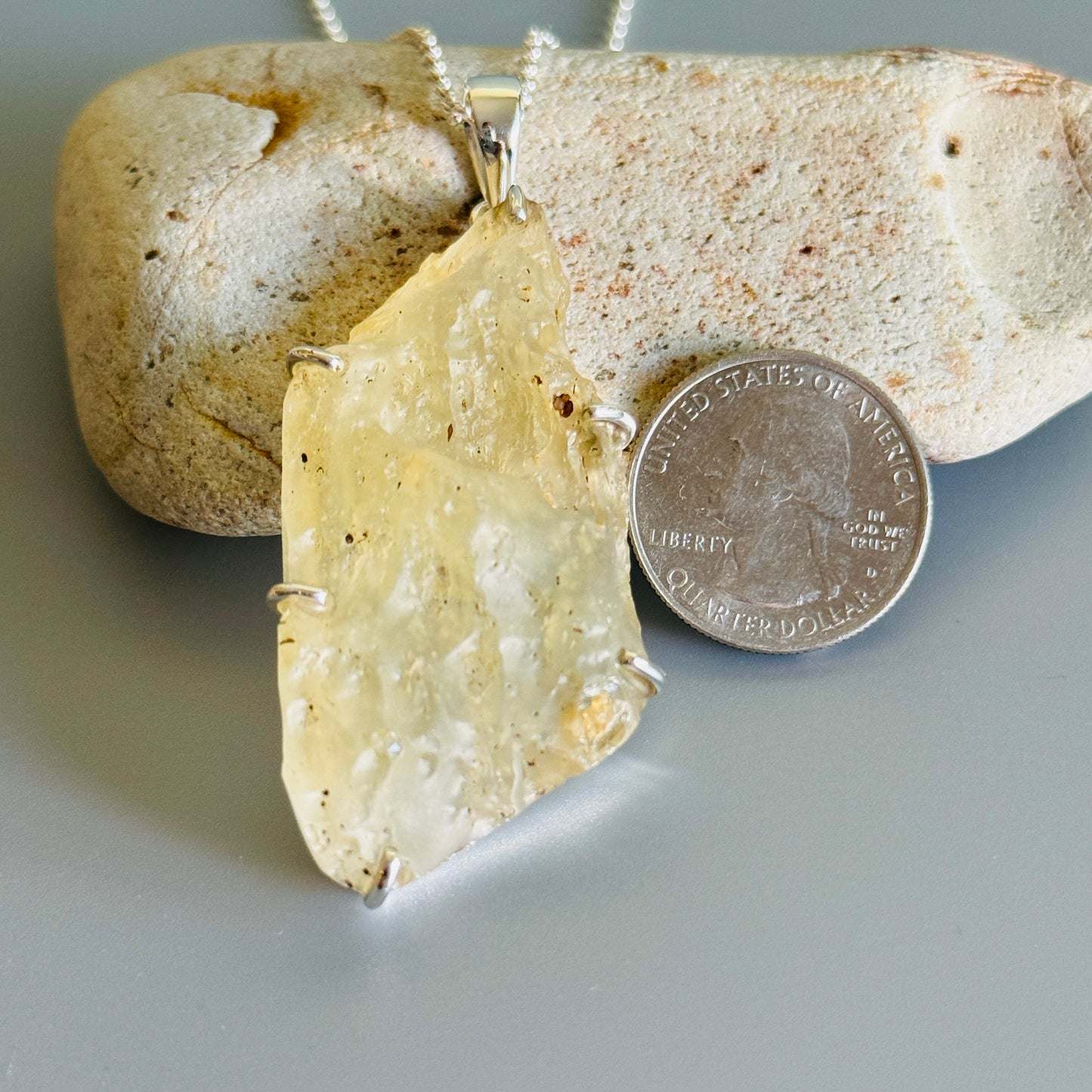 Rare Natural Libyan Desert Glass Pendant Large