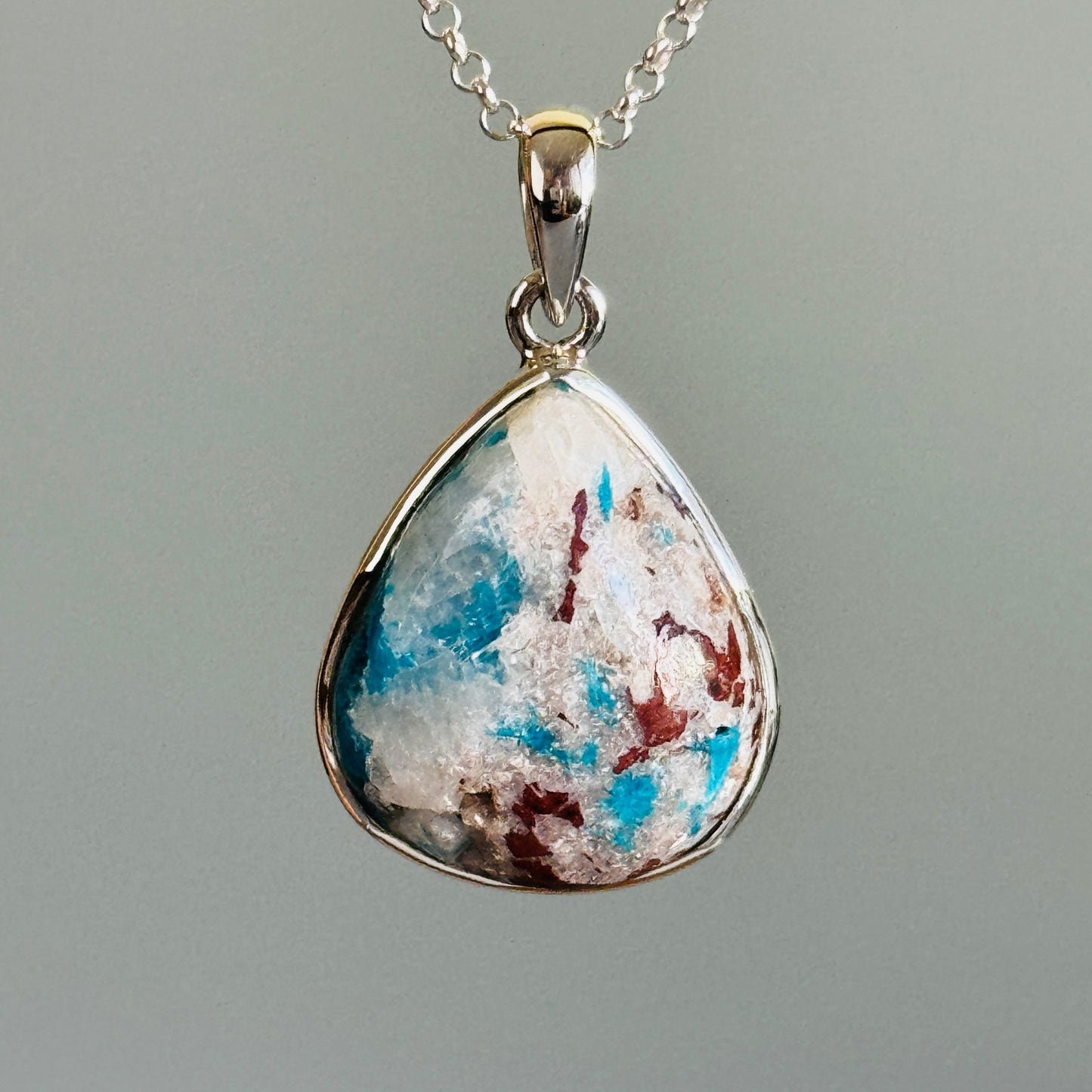 Cavansite Pendant Matrix with stilbite Pendant