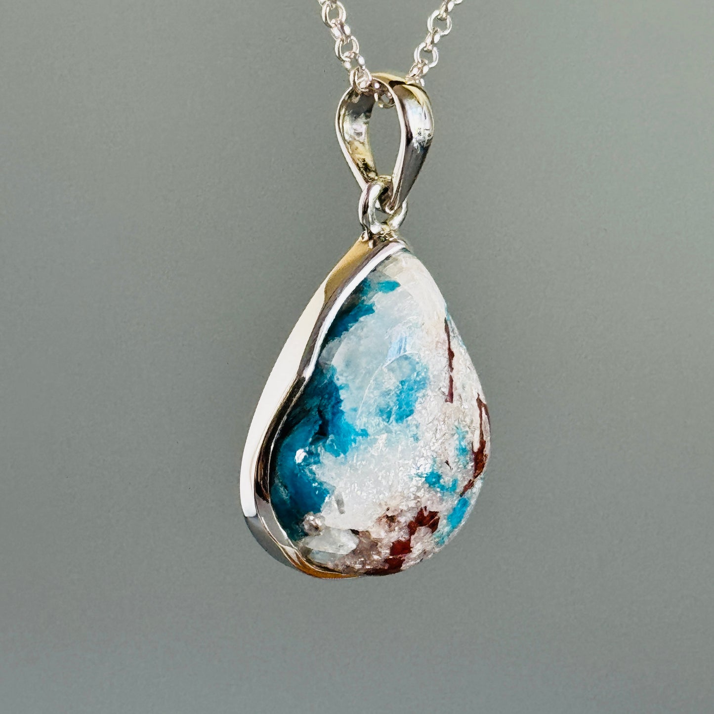Cavansite Pendant Matrix with stilbite Pendant
