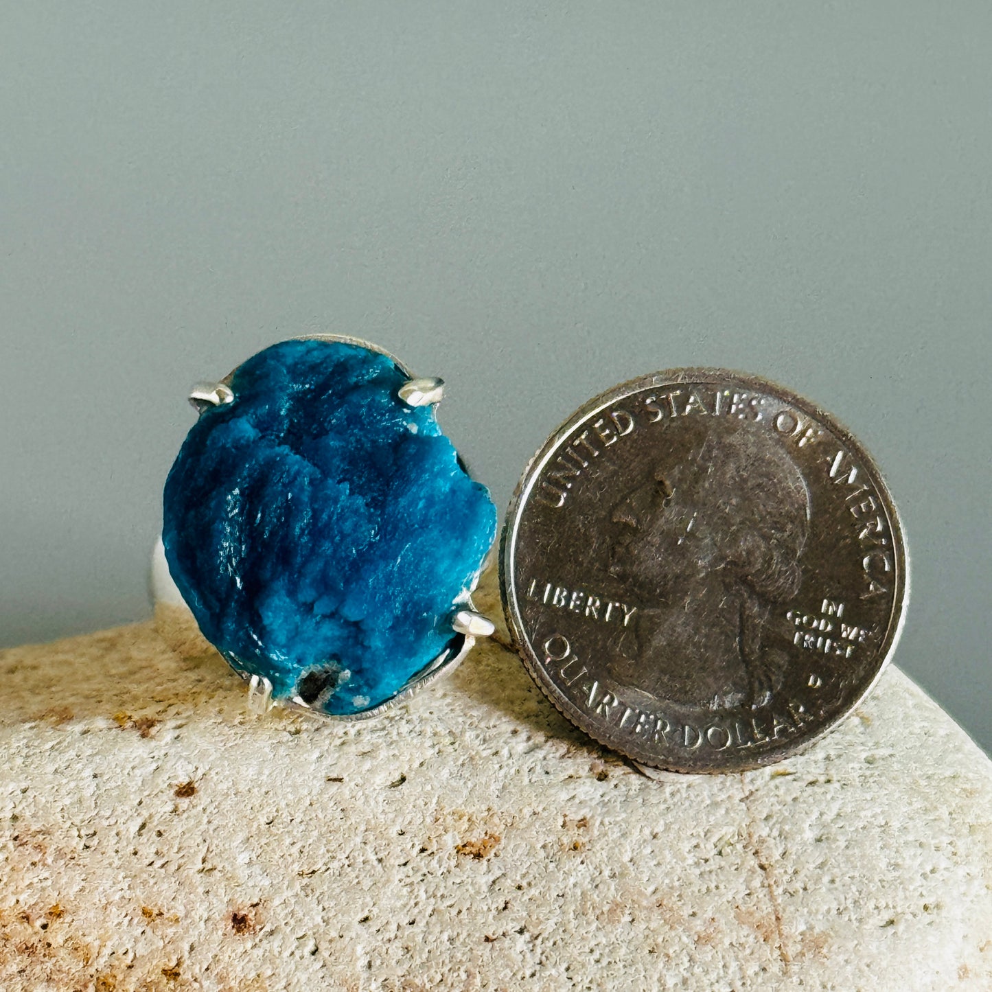 Cavansite Druzy Raw Ring