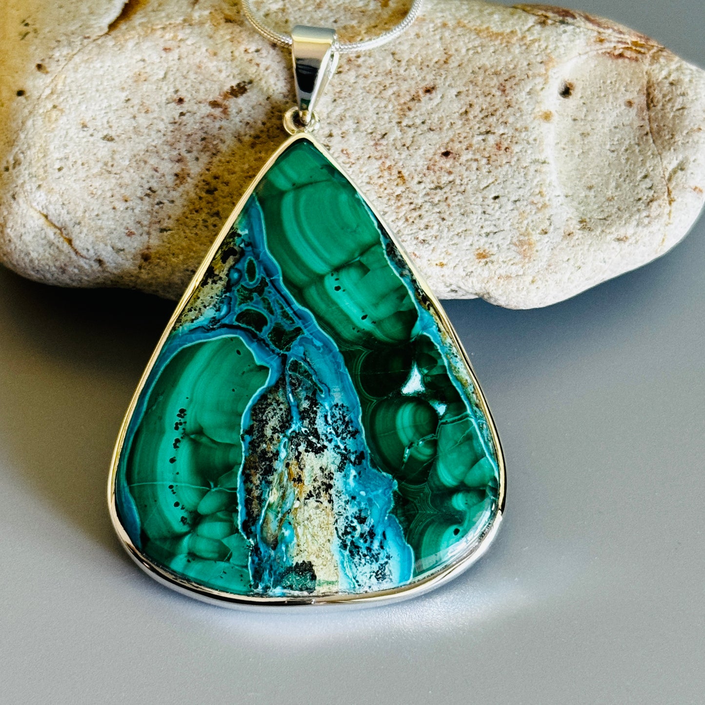 Azurite with Malachite Pendant