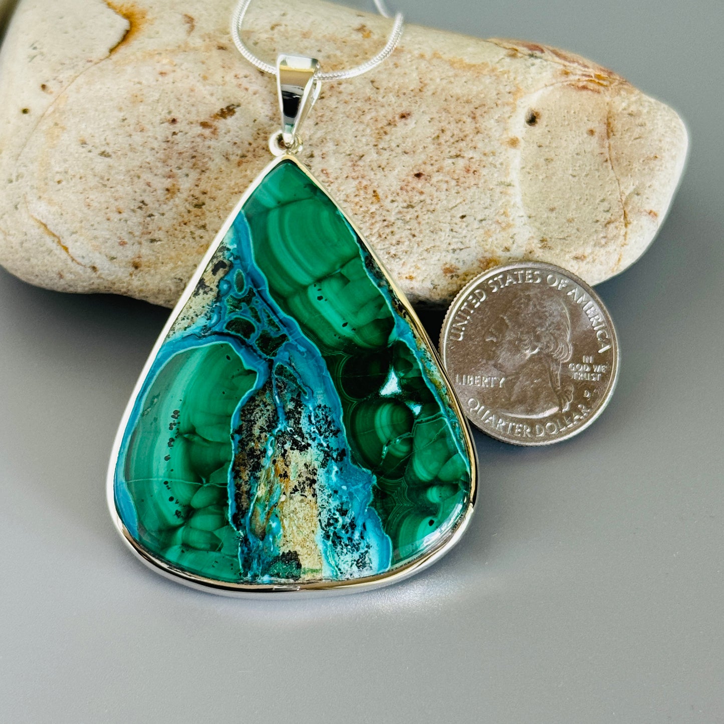 Azurite with Malachite Pendant
