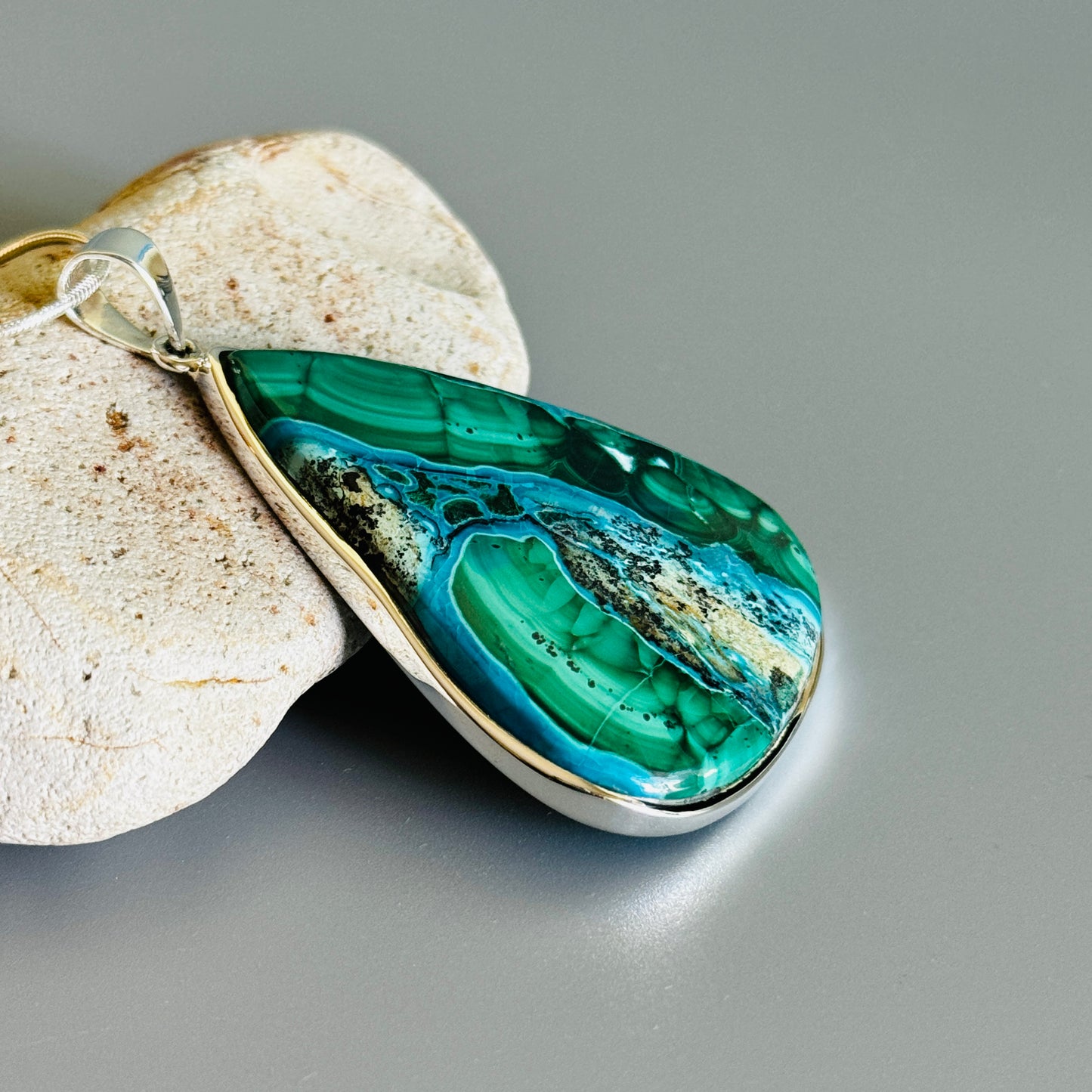 Azurite with Malachite Pendant