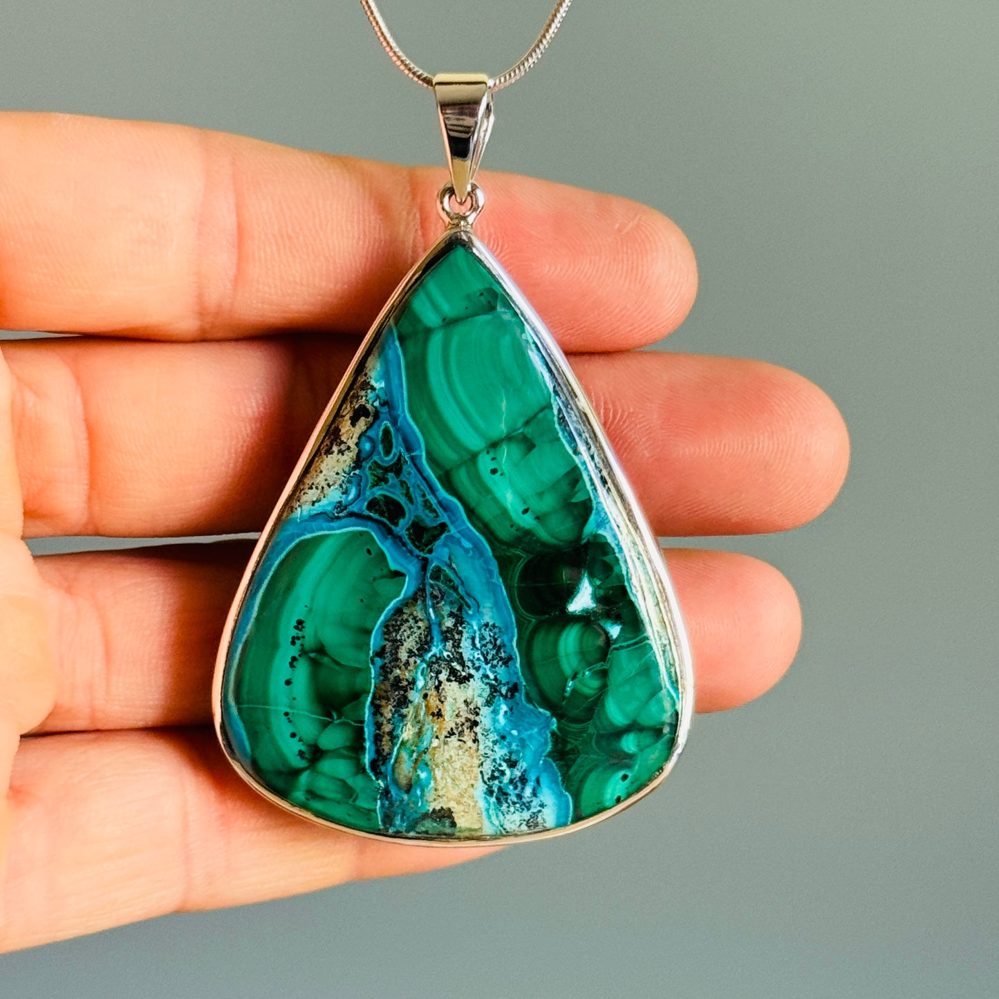 Azurite with Malachite Pendant
