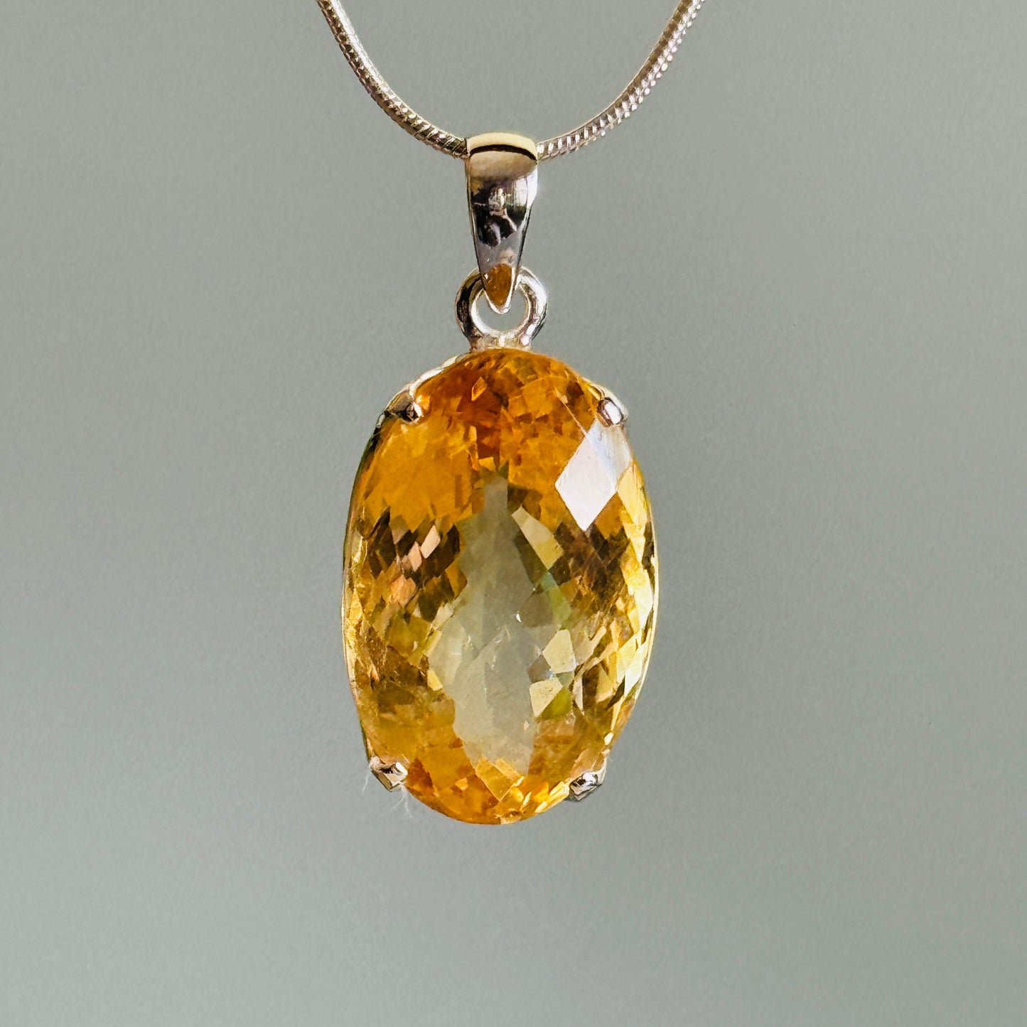 Citrine Pendant, Large Faceted