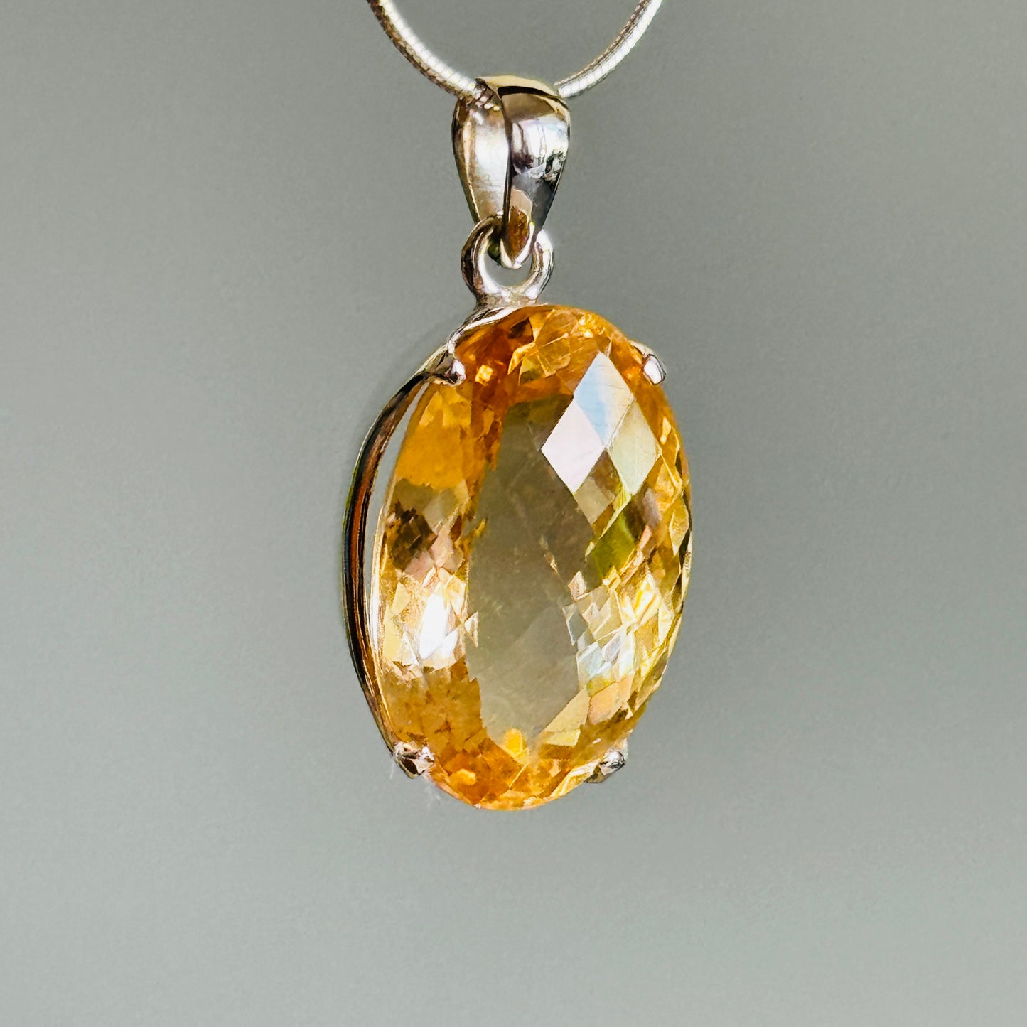 Citrine Pendant, Large Faceted