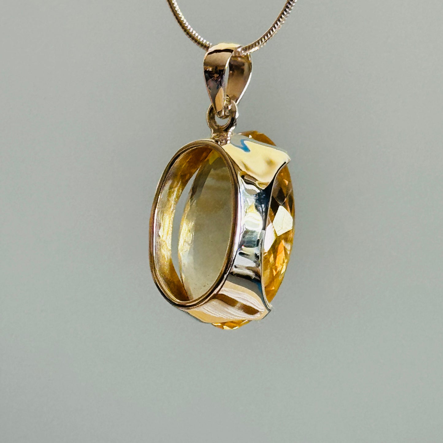 Citrine Pendant, Large Faceted