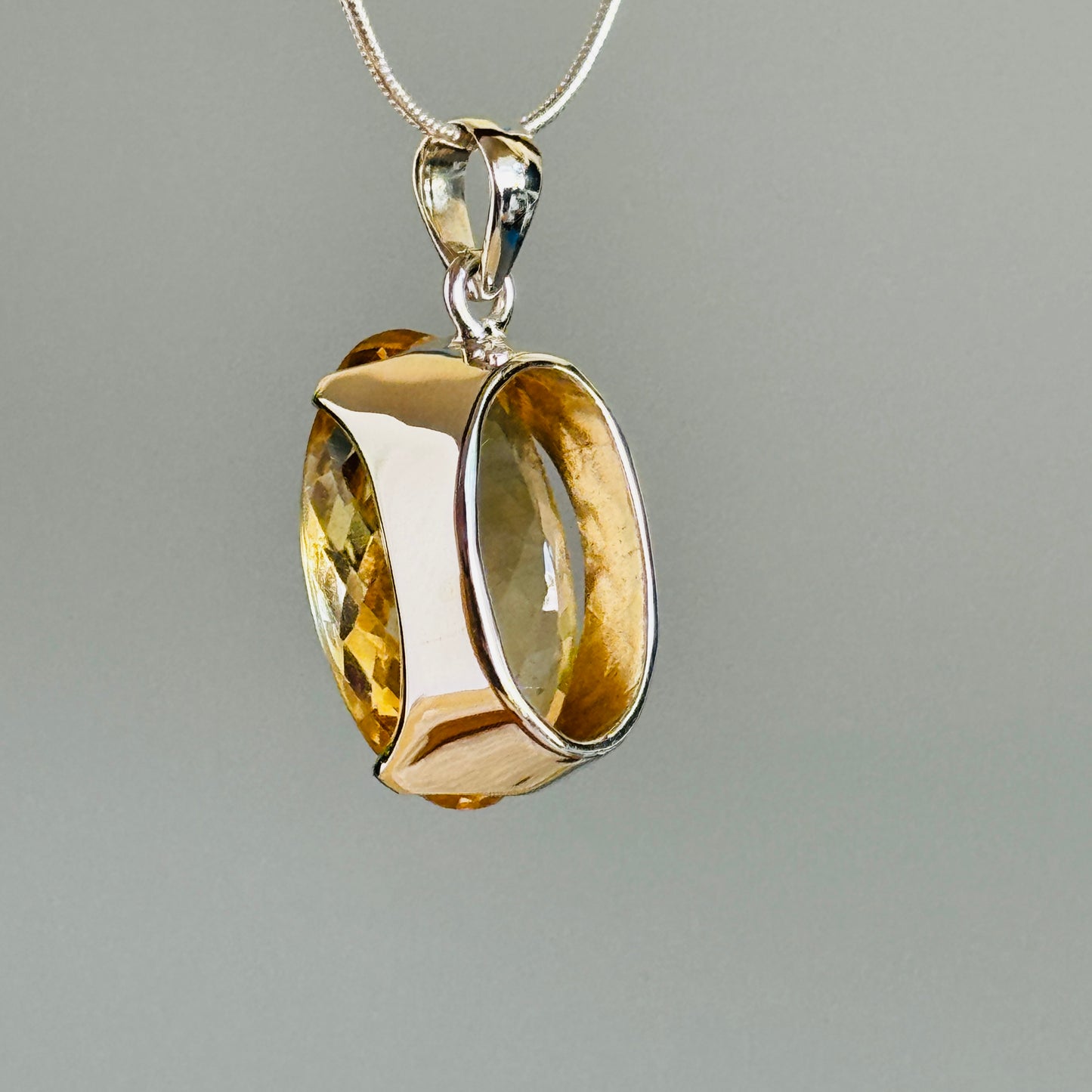 Citrine Pendant, Large Faceted