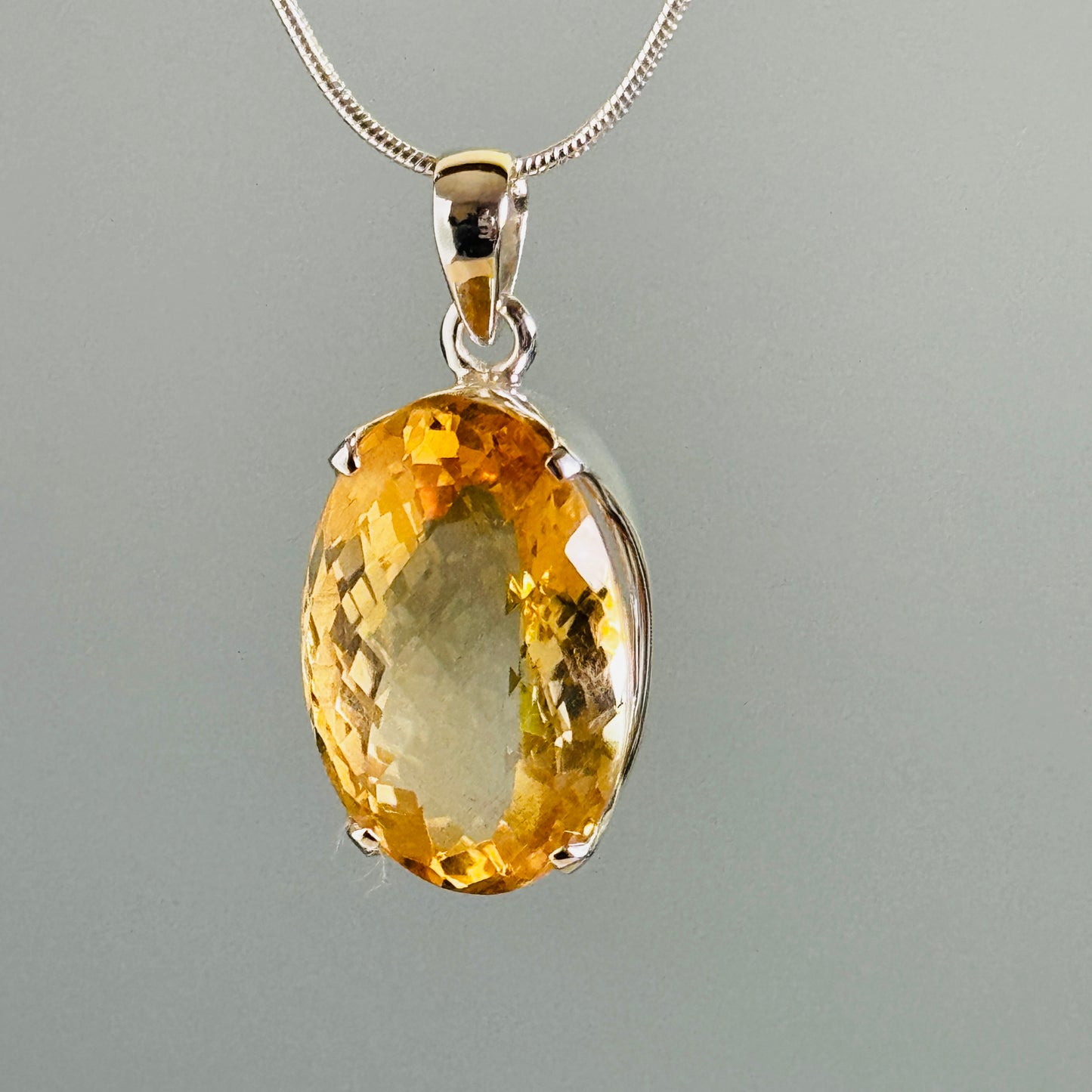 Citrine Pendant, Large Faceted