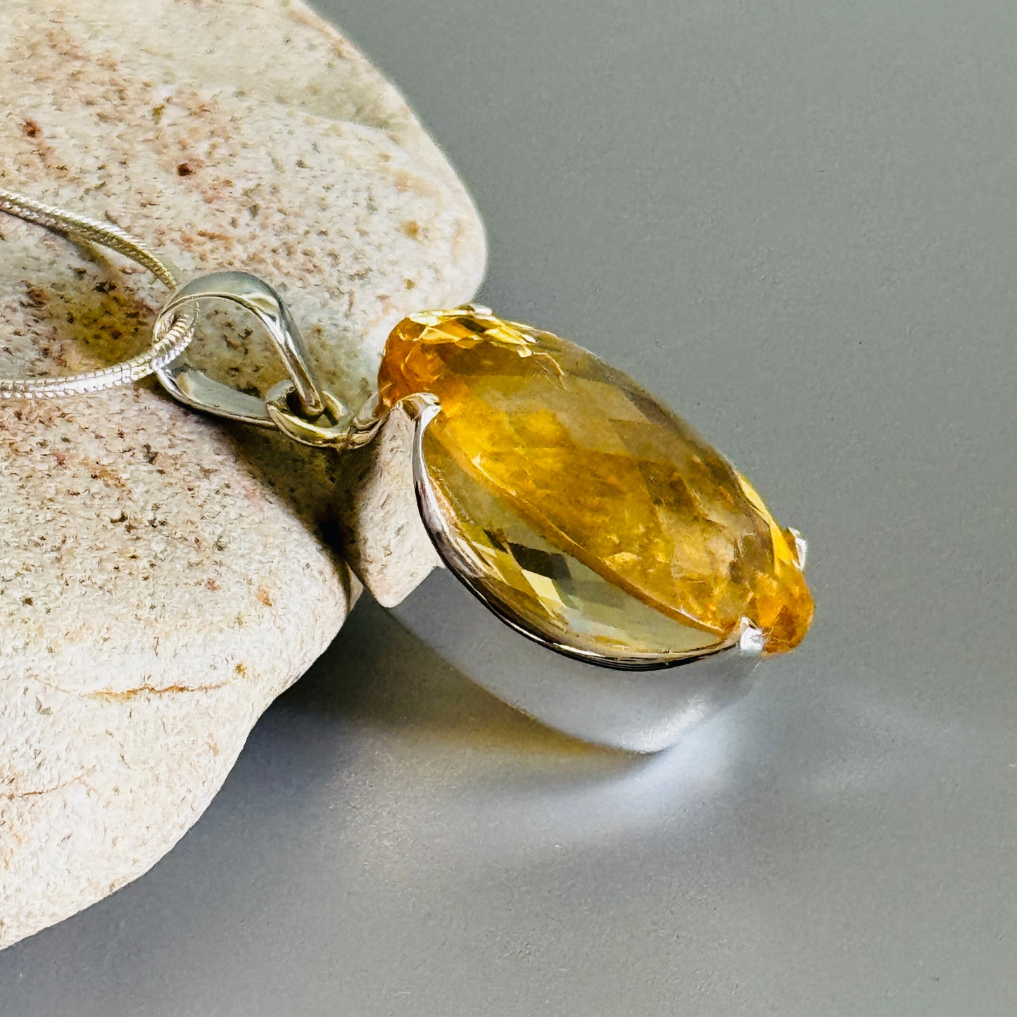 Citrine Pendant, Large Faceted