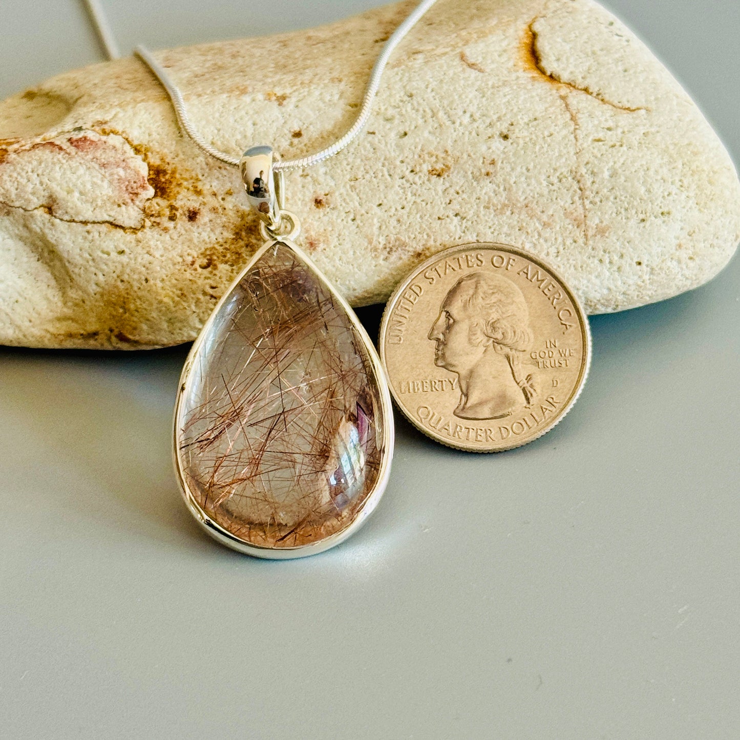 Golden Rutilated Quartz Crystal Pendant