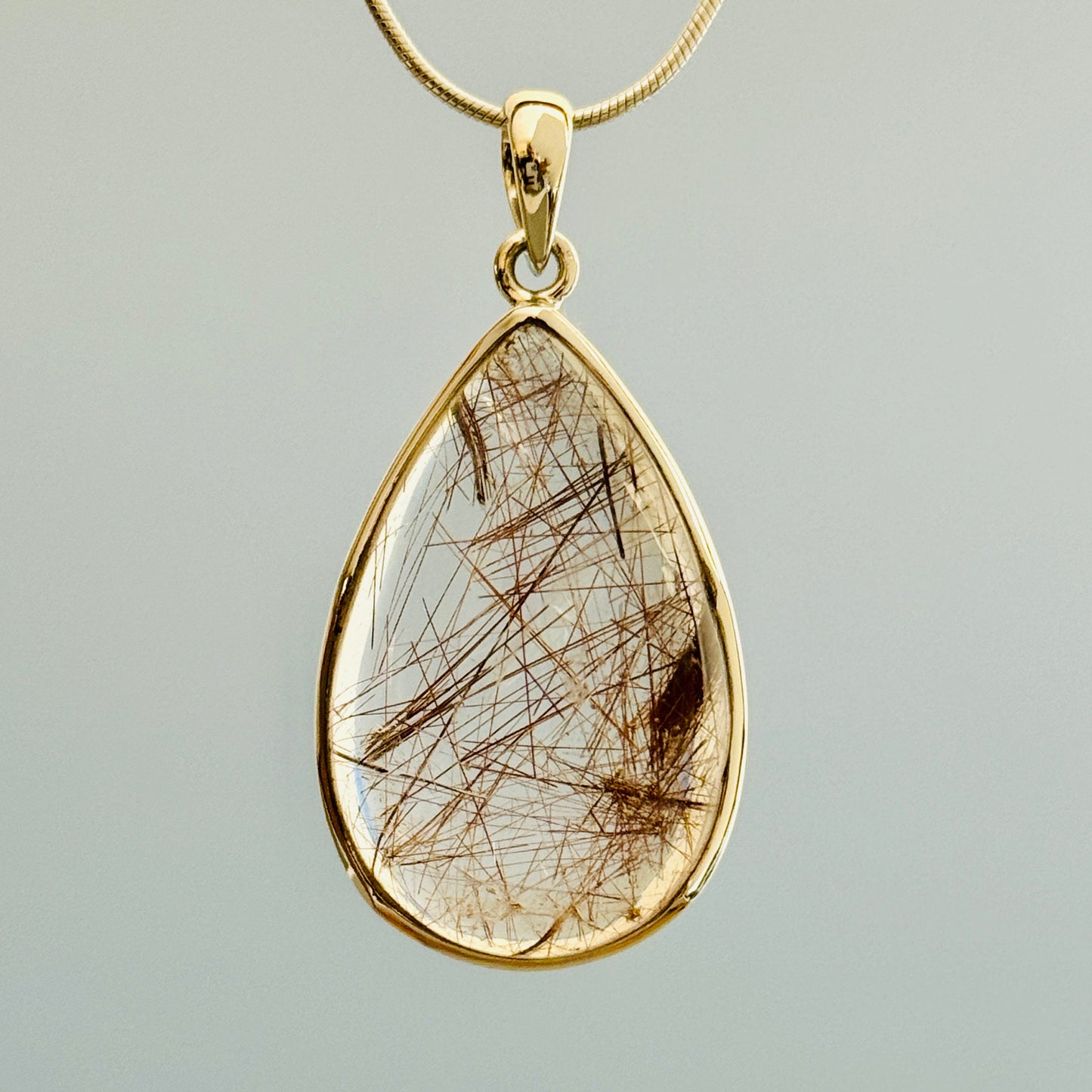 Golden Rutilated Quartz Crystal Pendant