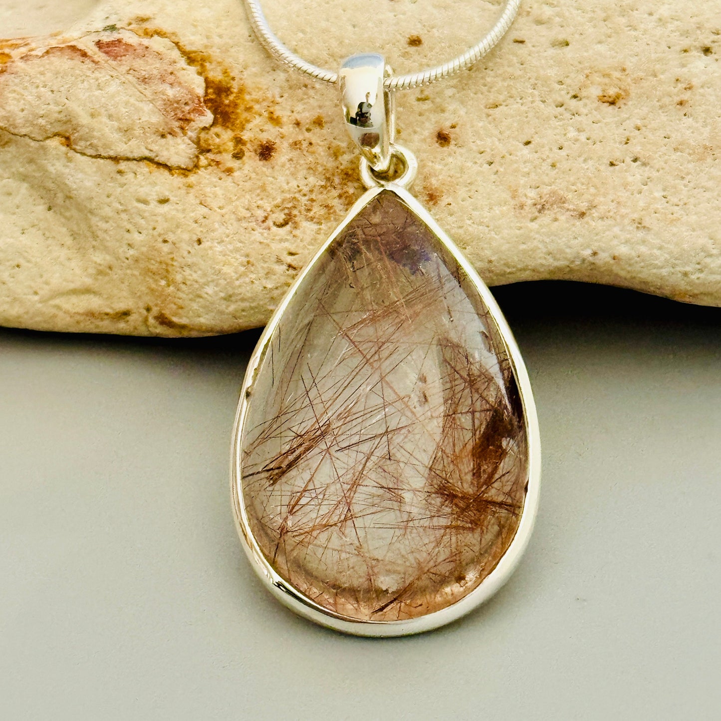 Golden Rutilated Quartz Crystal Pendant