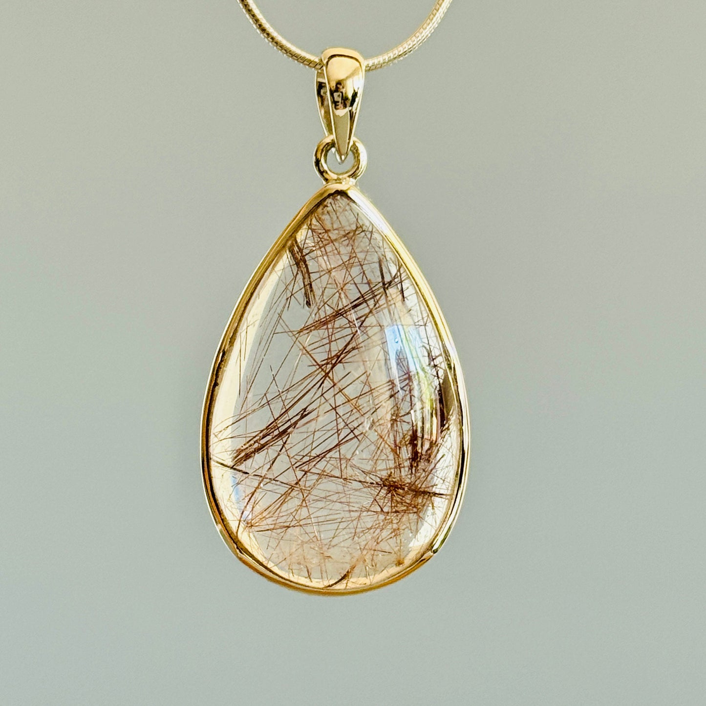 Golden Rutilated Quartz Crystal Pendant
