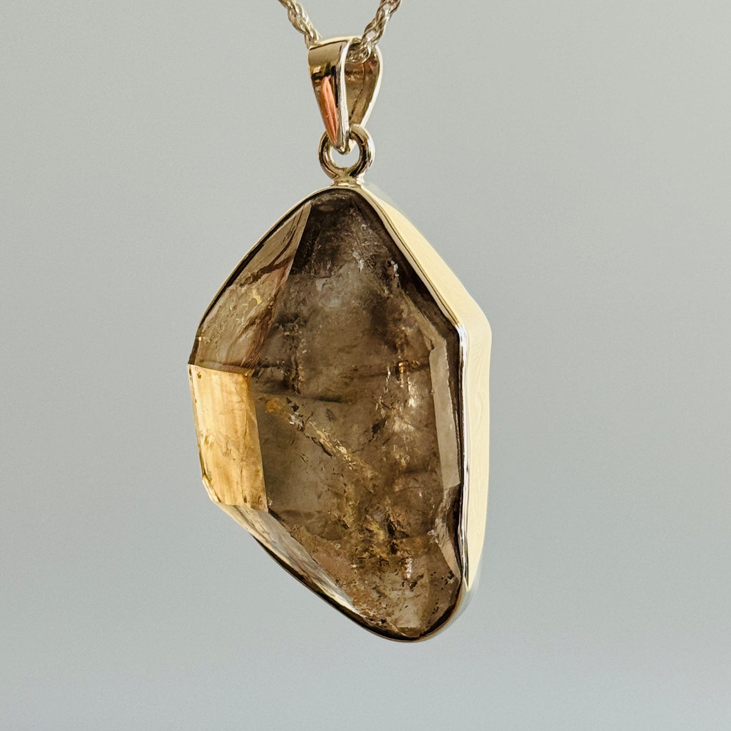 Elestial Smokey Quartz Raw Uncut Unpolished Pendant