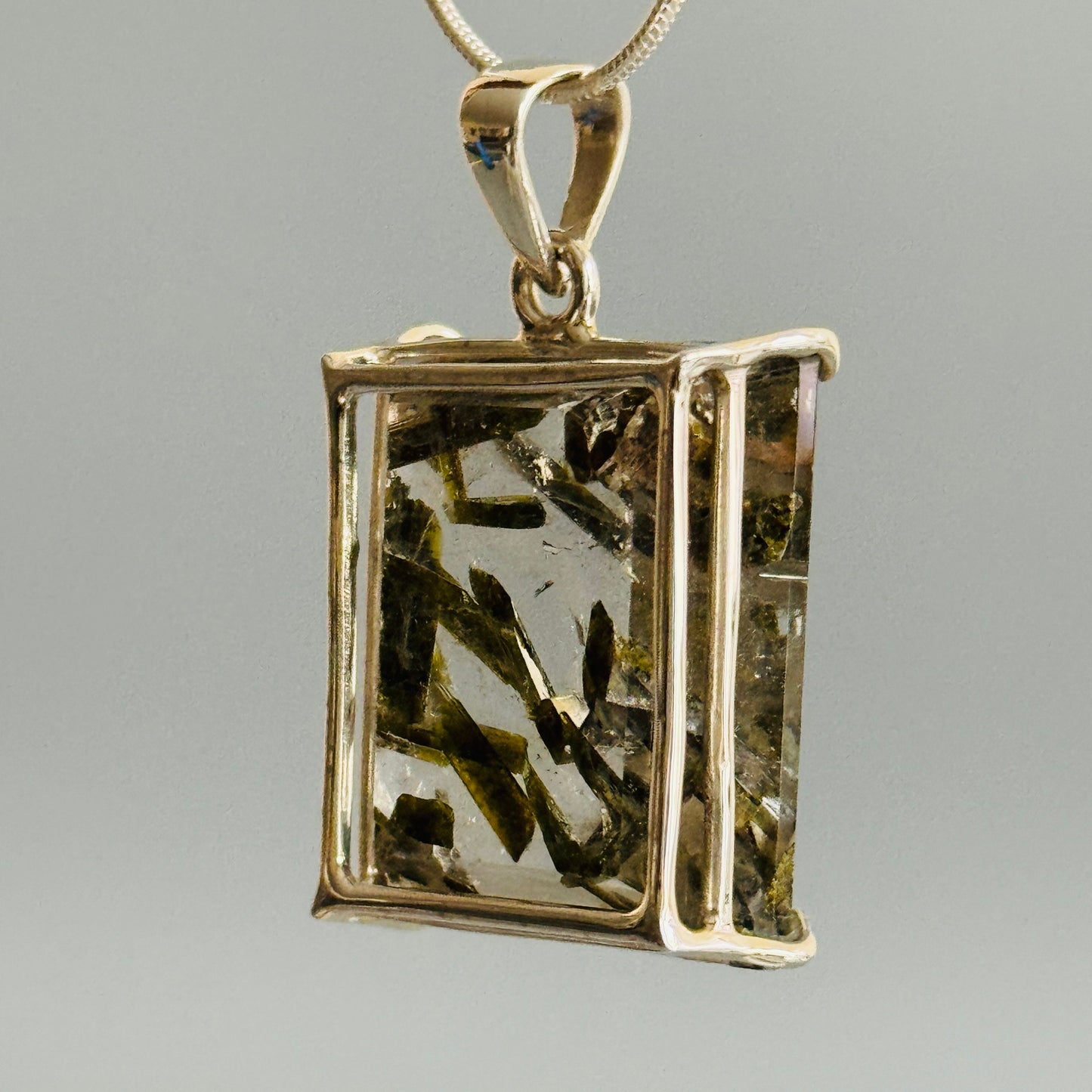 Epidote in Quartz Pendant