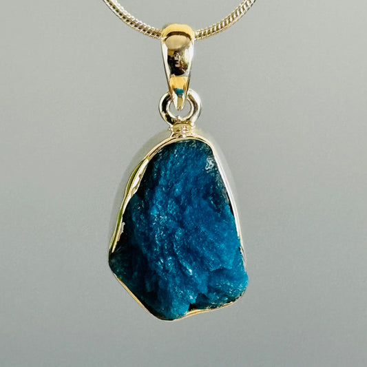 Cavansite Pendant, Handmade, 925 Sterling Silver, Raw stone, Unpolished Cavansite Pendant, Blue Cavansite, Gift for Her/Him,Healing Gemstone