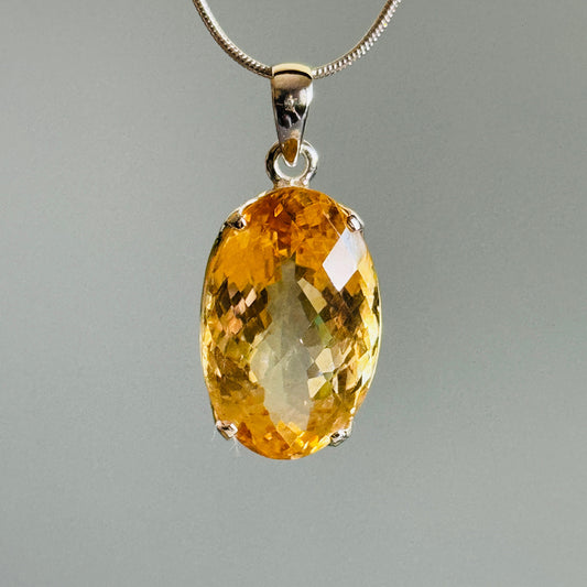Citrine Pendant, Large Faceted