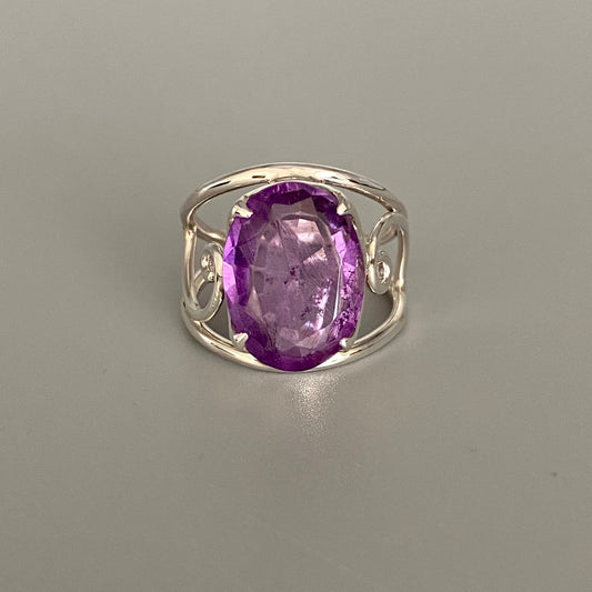 Buy Amethyst ring purple gemstone sterling silver jewelry online, ethically sourced at Mystic Earth Gems