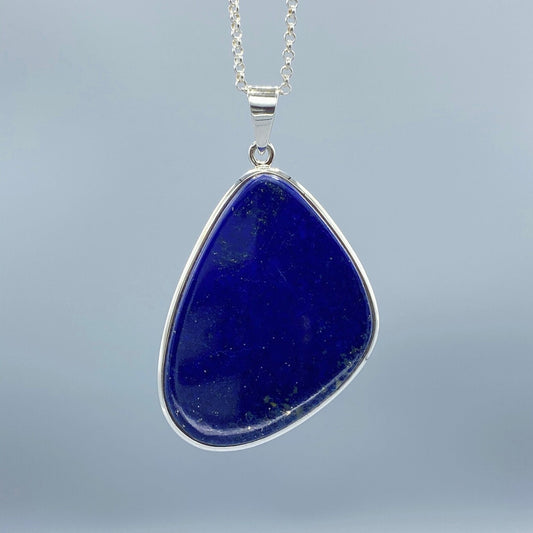 Buy Lapis Lazuli pendant blue gemstone sterling silver jewelry online, ethically sourced at Mystic Earth Gems