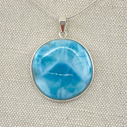 Buy Larimar blue pendant gemstone sterling silver jewelry online, ethically sourced at Mystic Earth Gems